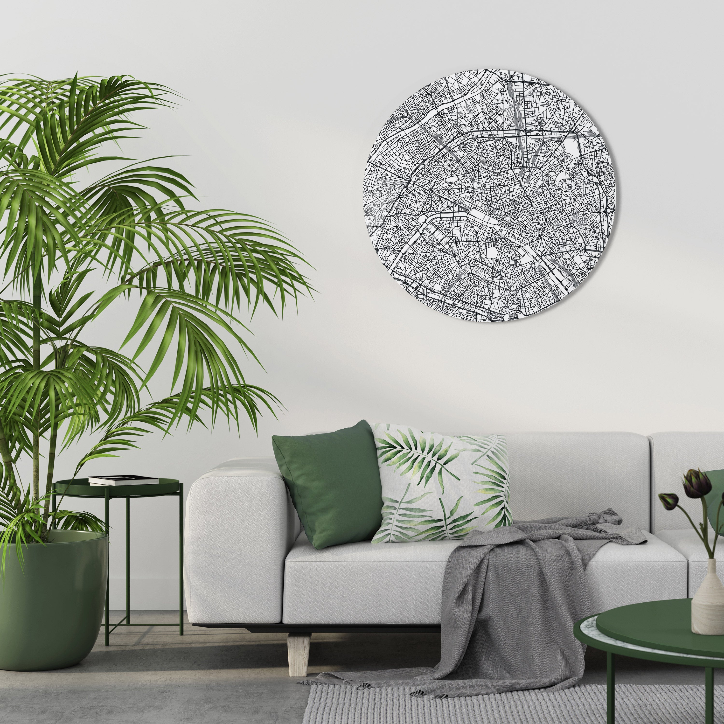 Runde Wandkunst „Pariser Stadtplan“