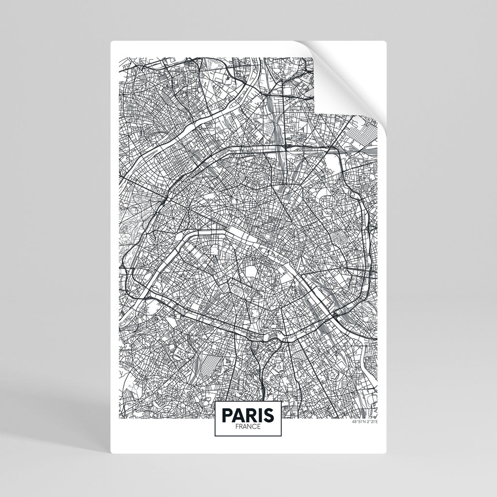 PARIS TOWN PLAN Vertikales Poster zum Abziehen und Aufkleben