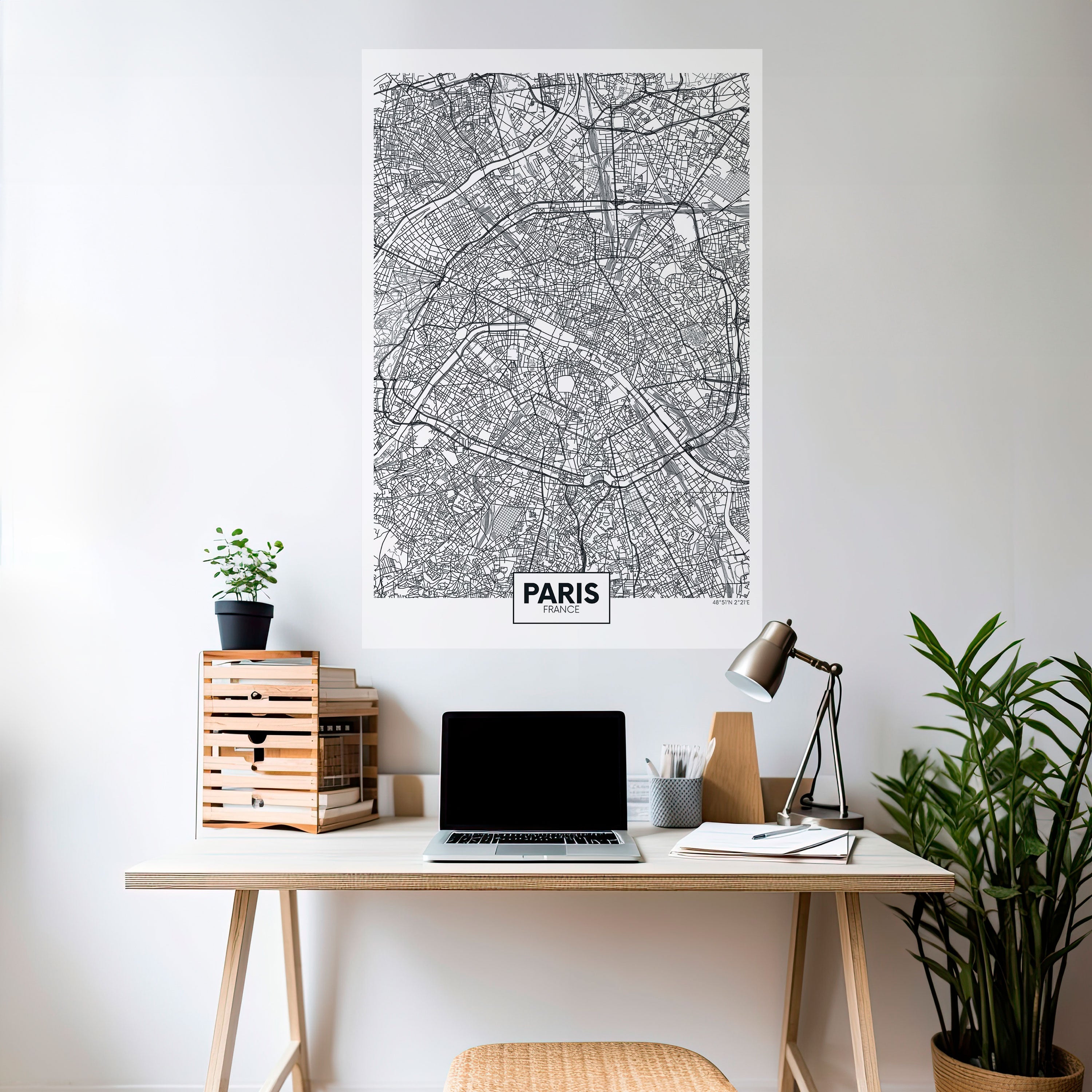 PARIS TOWN PLAN Vertikales Poster zum Abziehen und Aufkleben