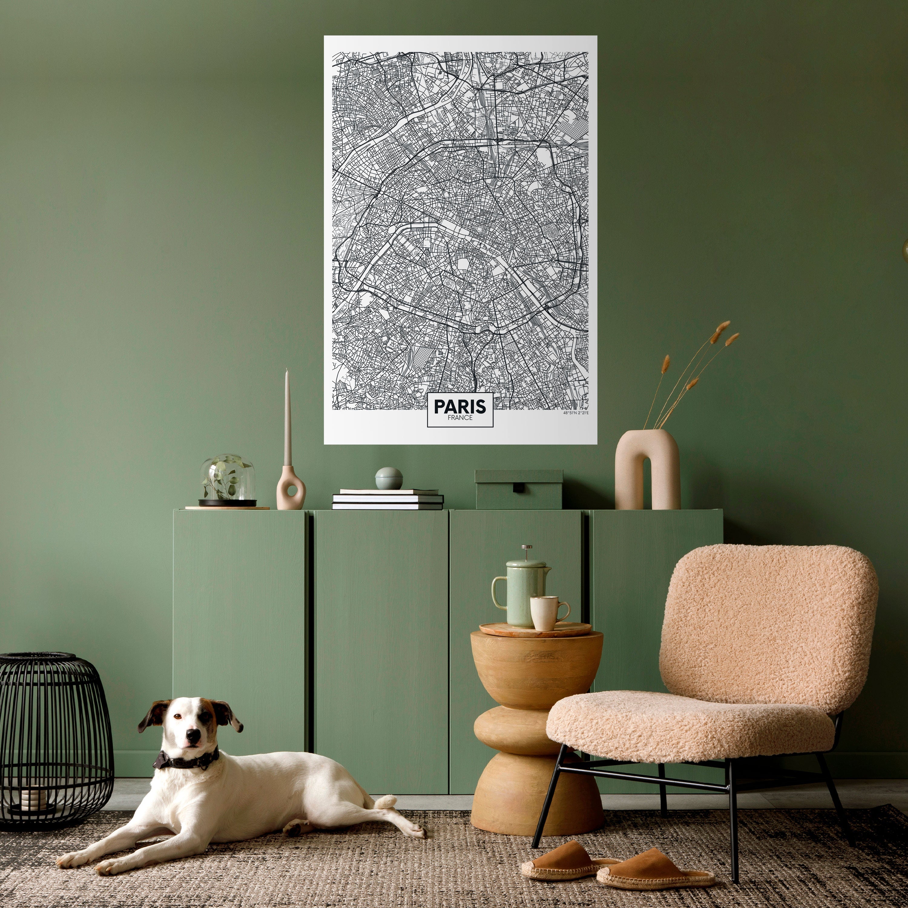 PARIS TOWN PLAN Vertikales Poster zum Abziehen und Aufkleben