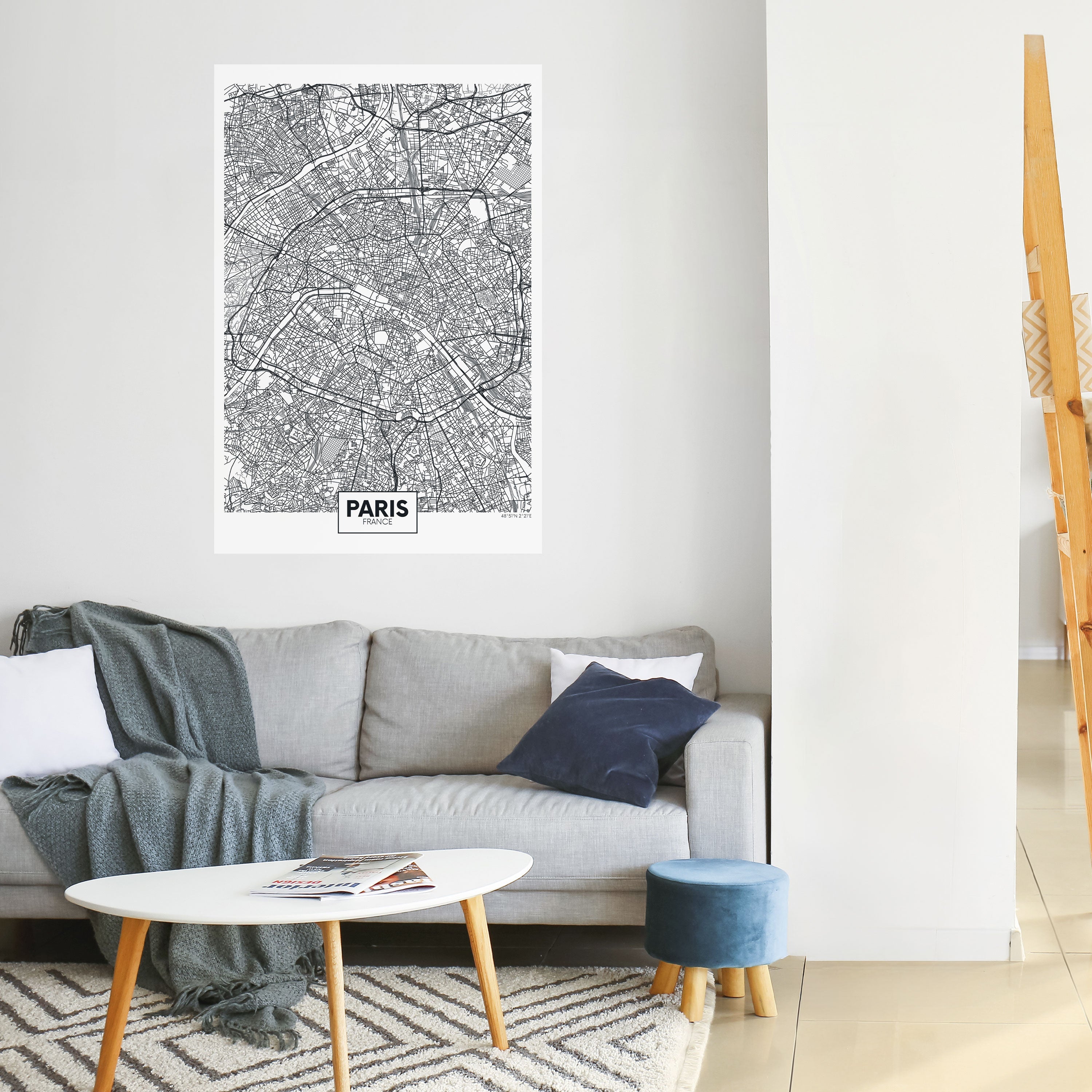 PARIS TOWN PLAN Vertikales Poster zum Abziehen und Aufkleben