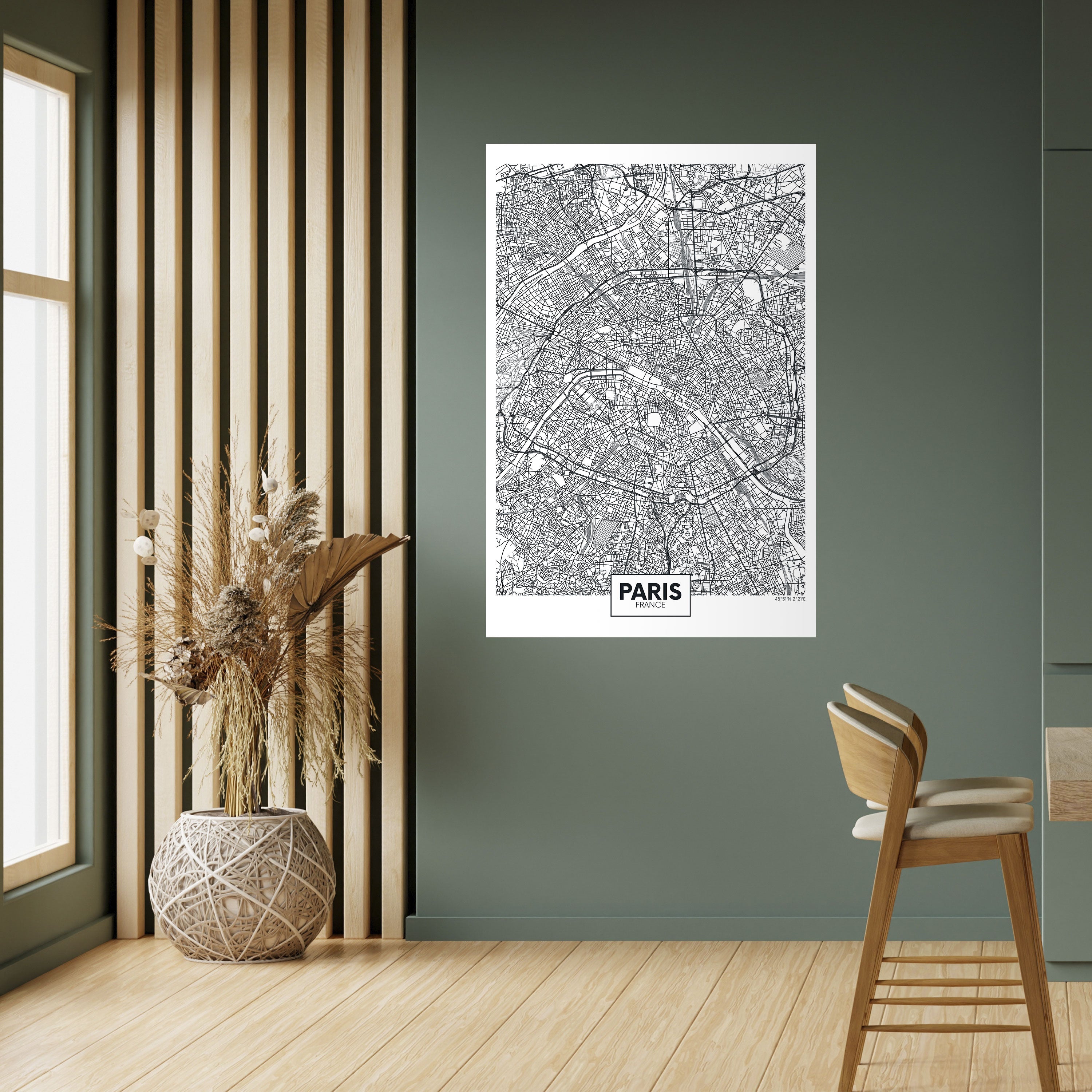 PARIS TOWN PLAN Vertikales Poster zum Abziehen und Aufkleben