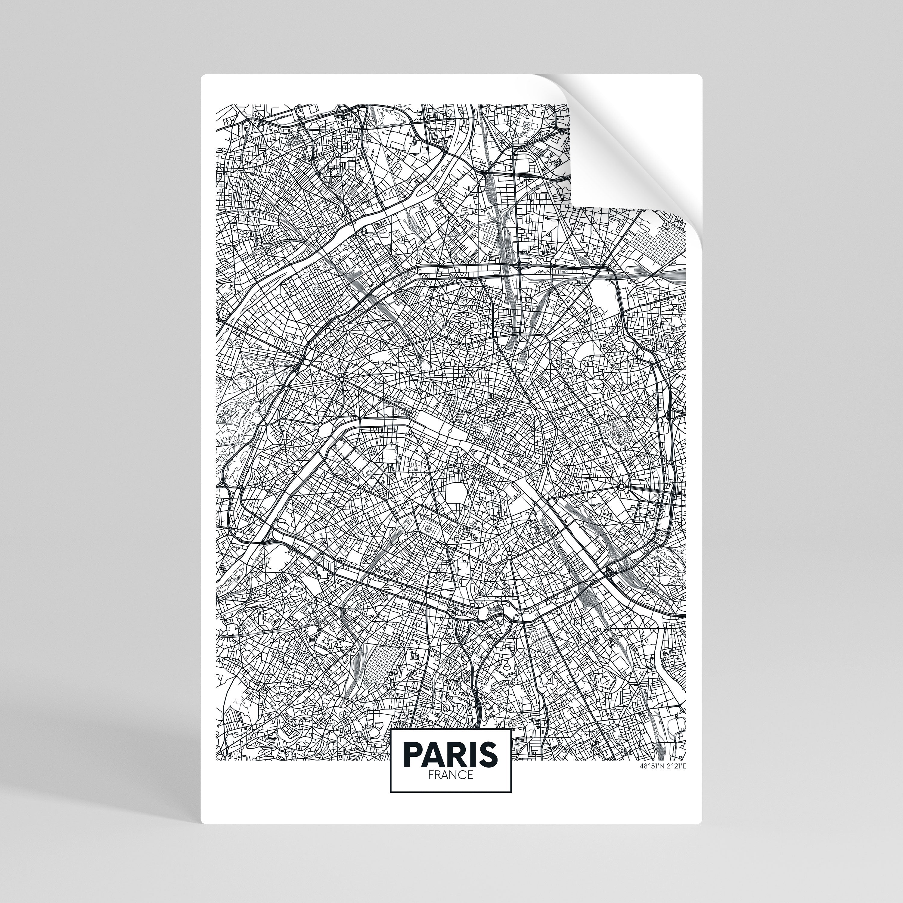 PARIS TOWN PLAN Vertikales Poster zum Abziehen und Aufkleben