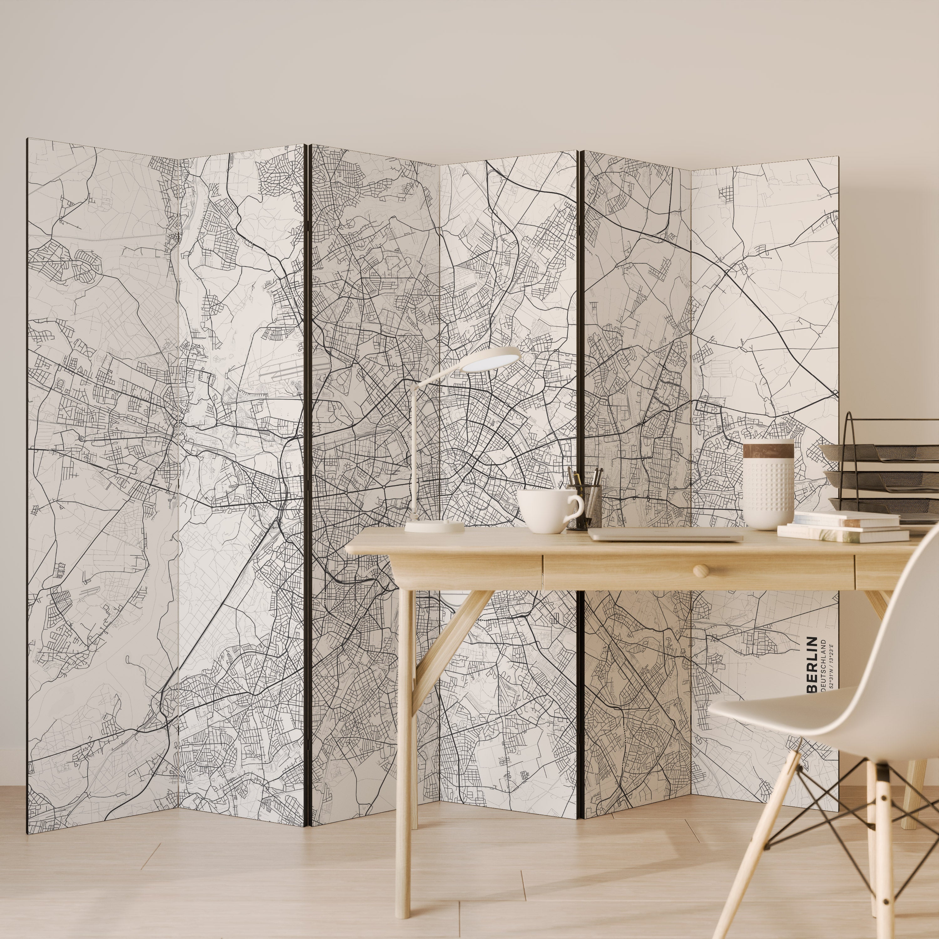 BERLIN PLAN 6-teiliger Paravent