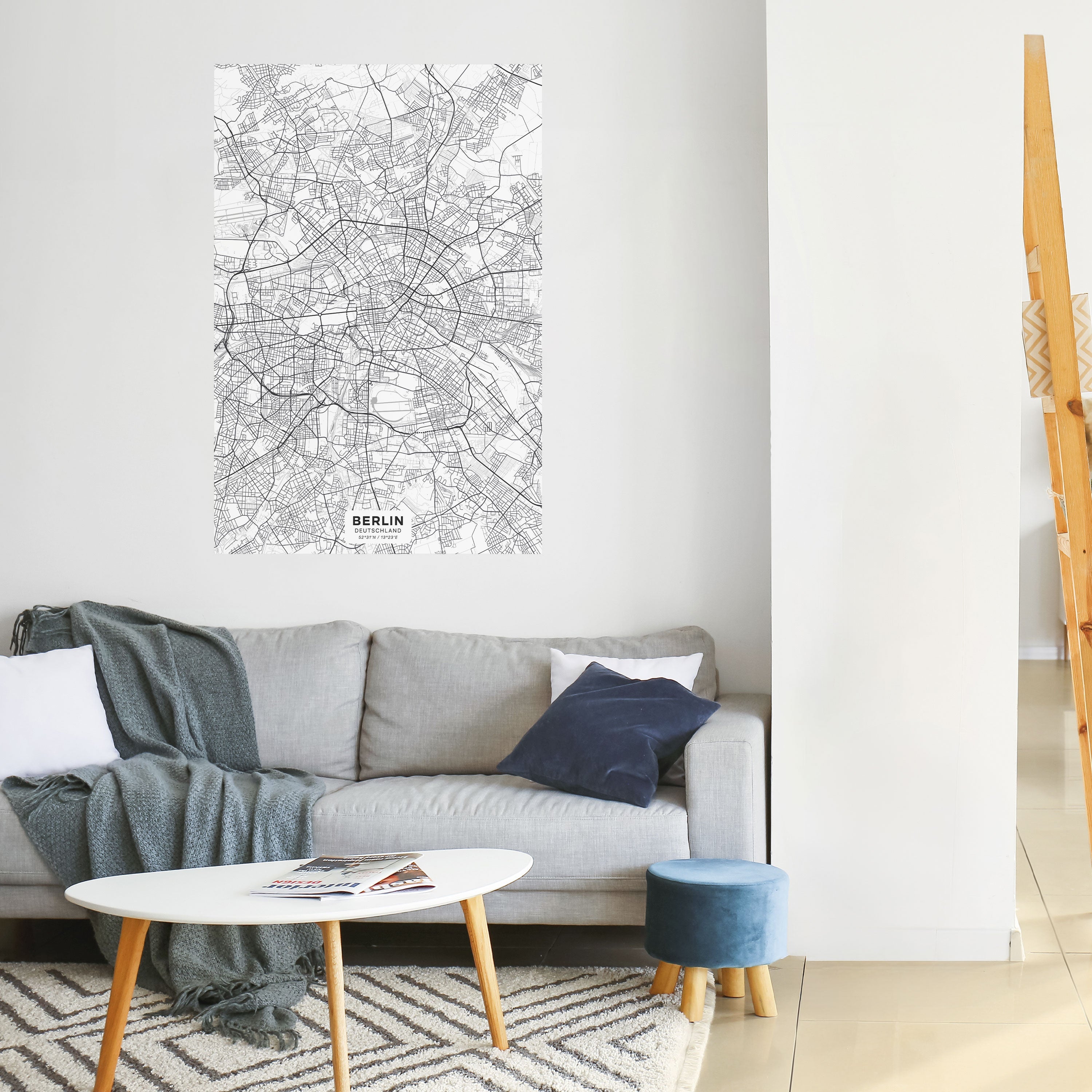 BERLIN PLAN Vertikales Poster zum Abziehen und Aufkleben