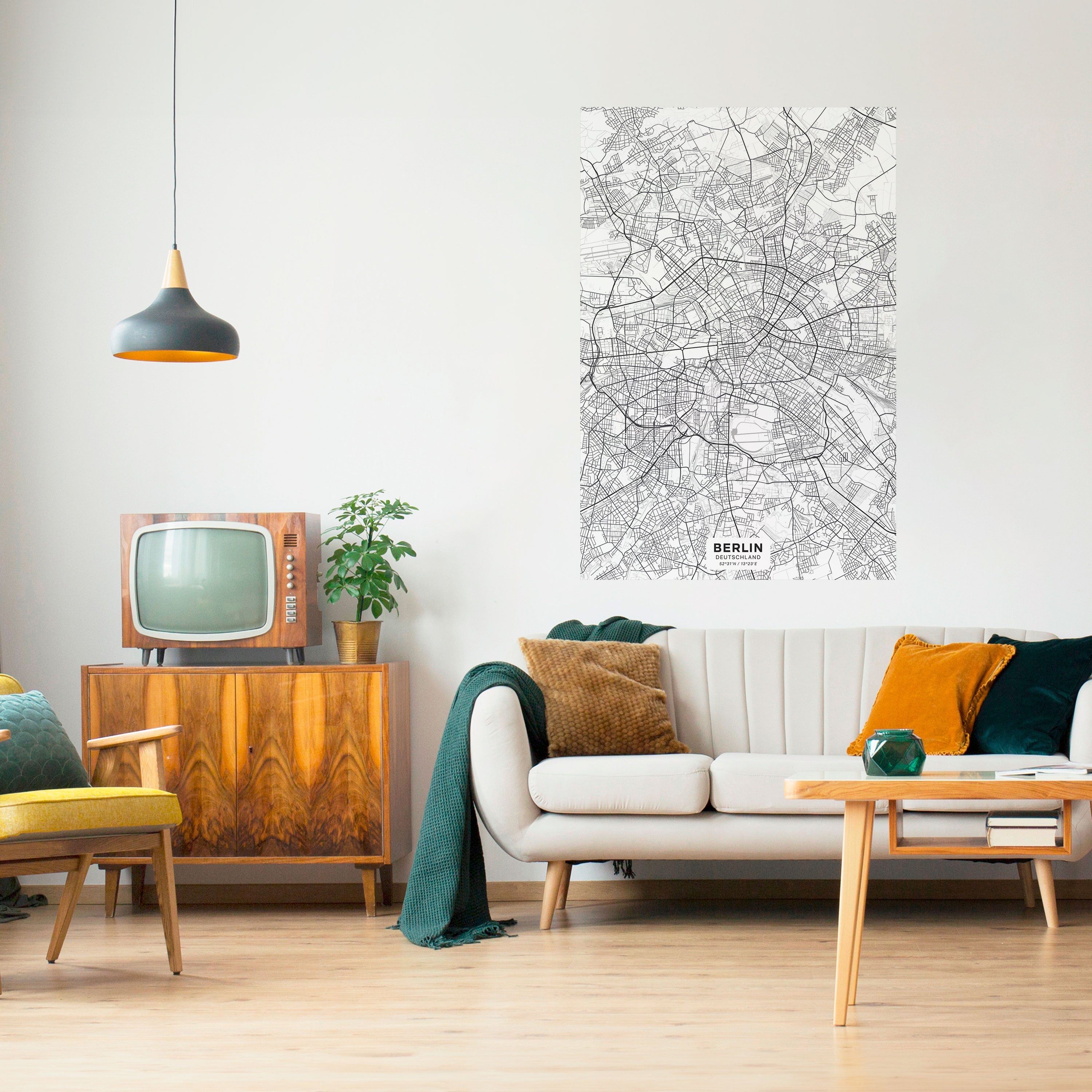 BERLIN PLAN Vertikales Poster zum Abziehen und Aufkleben