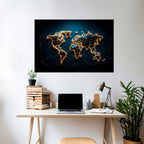 POLYGONAL PLANET Selbstklebendes Horizontal-Poster