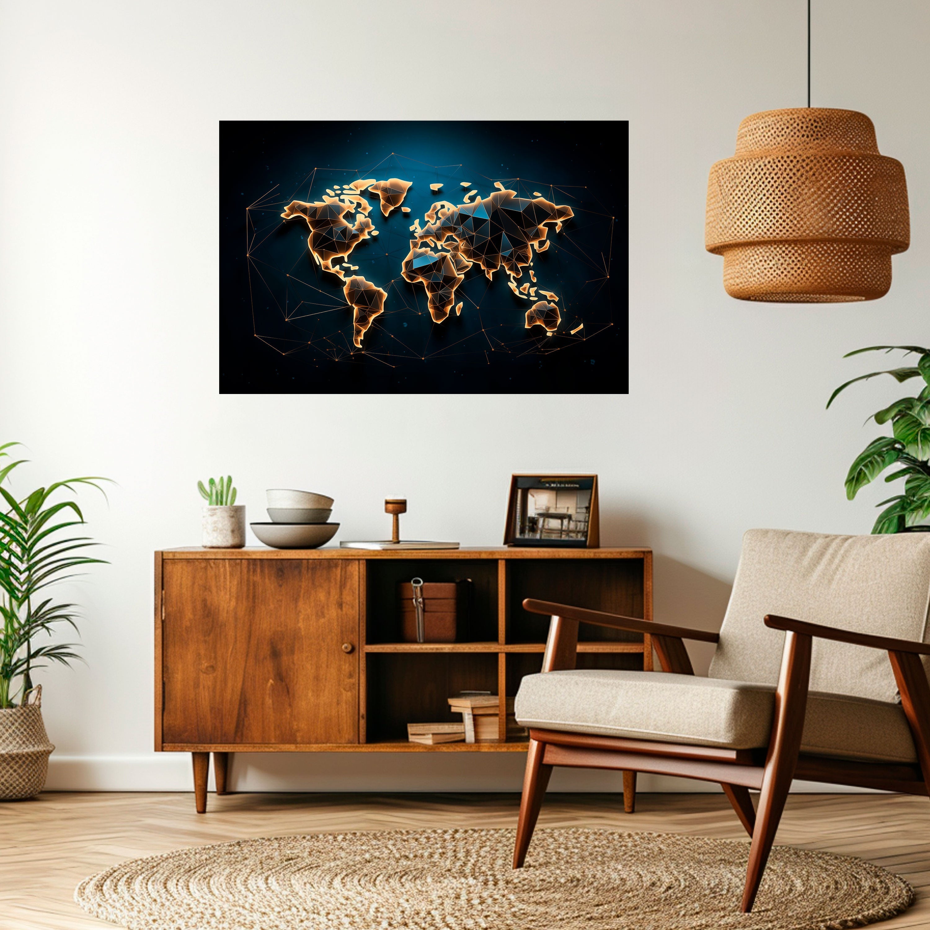 POLYGONAL PLANET Peel and Stick Horizontal Poster