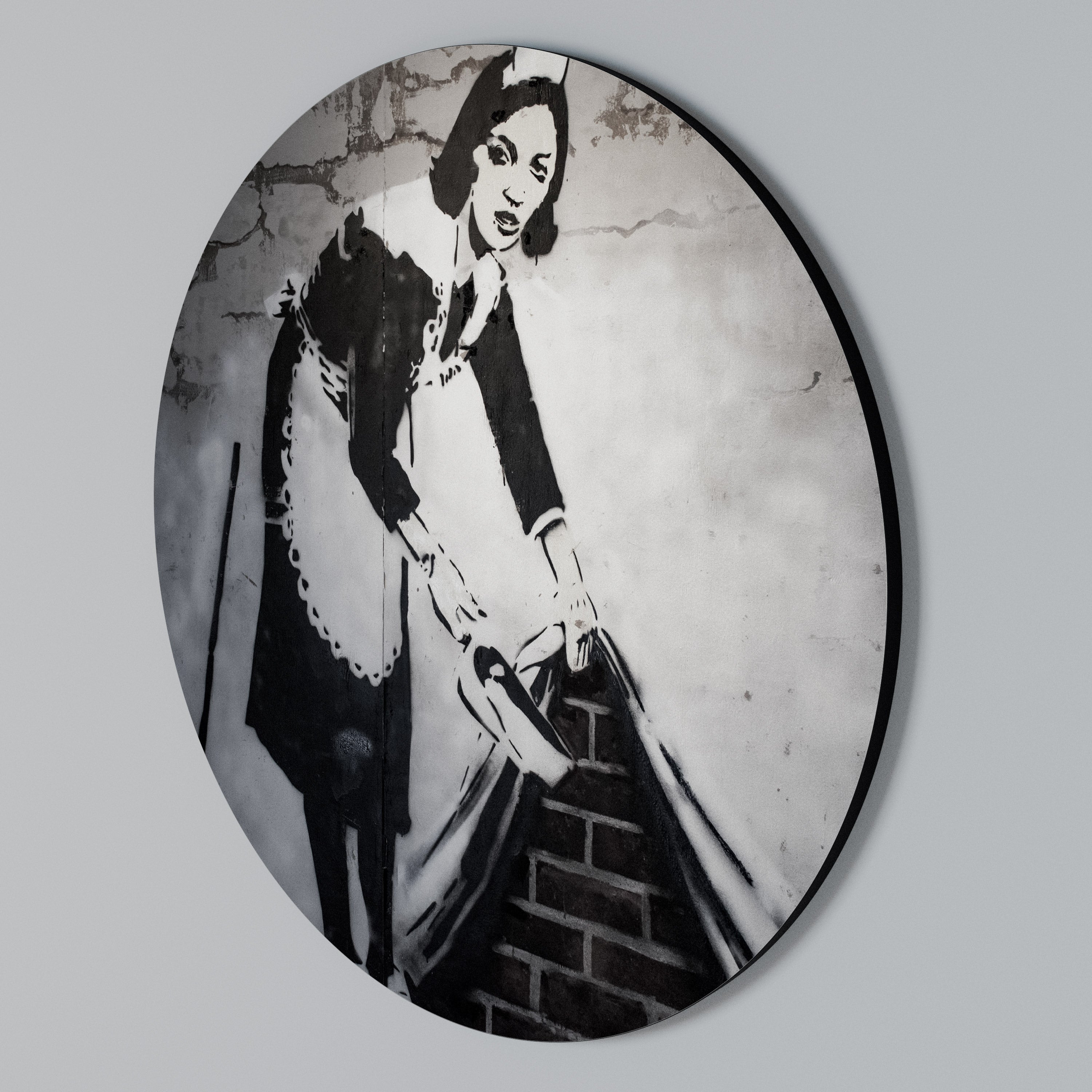 SWEEPING UNDER (BANKSY) Rundes Wandbild
