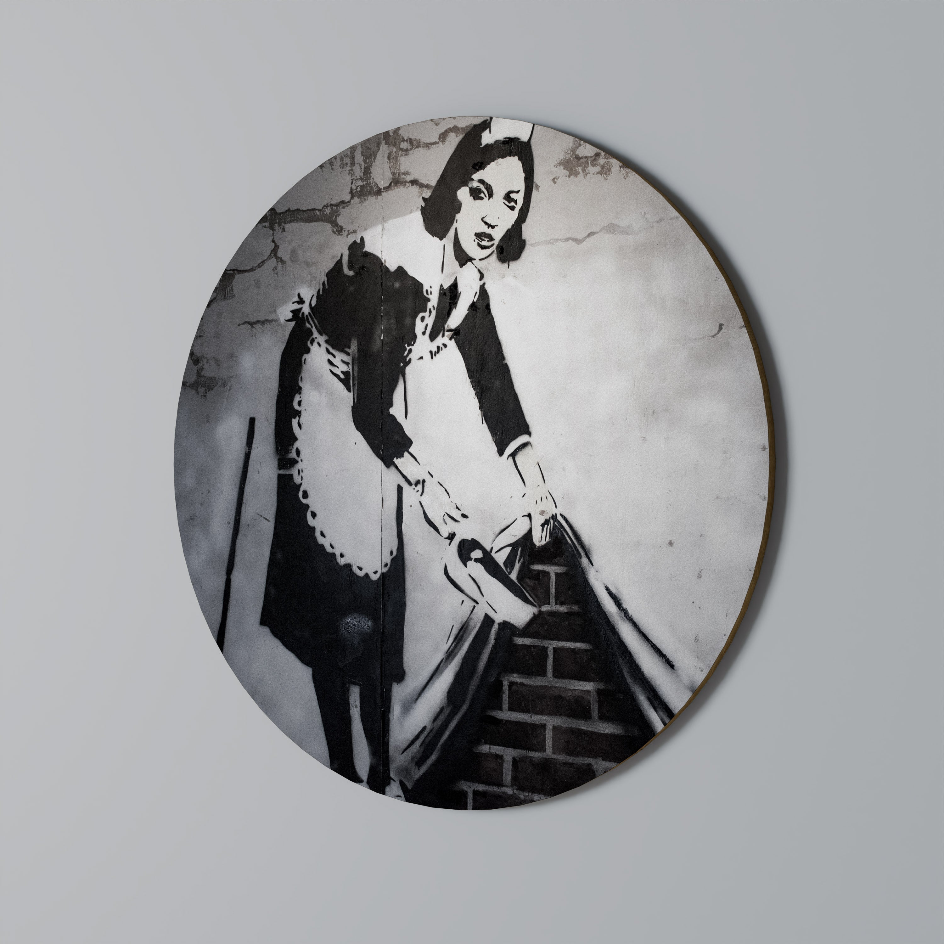 SWEEPING UNDER (BANKSY) Runde Wandkunst