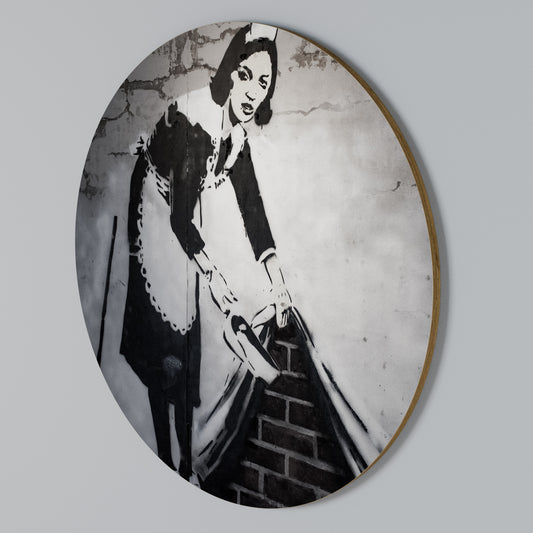 SWEEPING UNDER (BANKSY) Rundes Wandbild