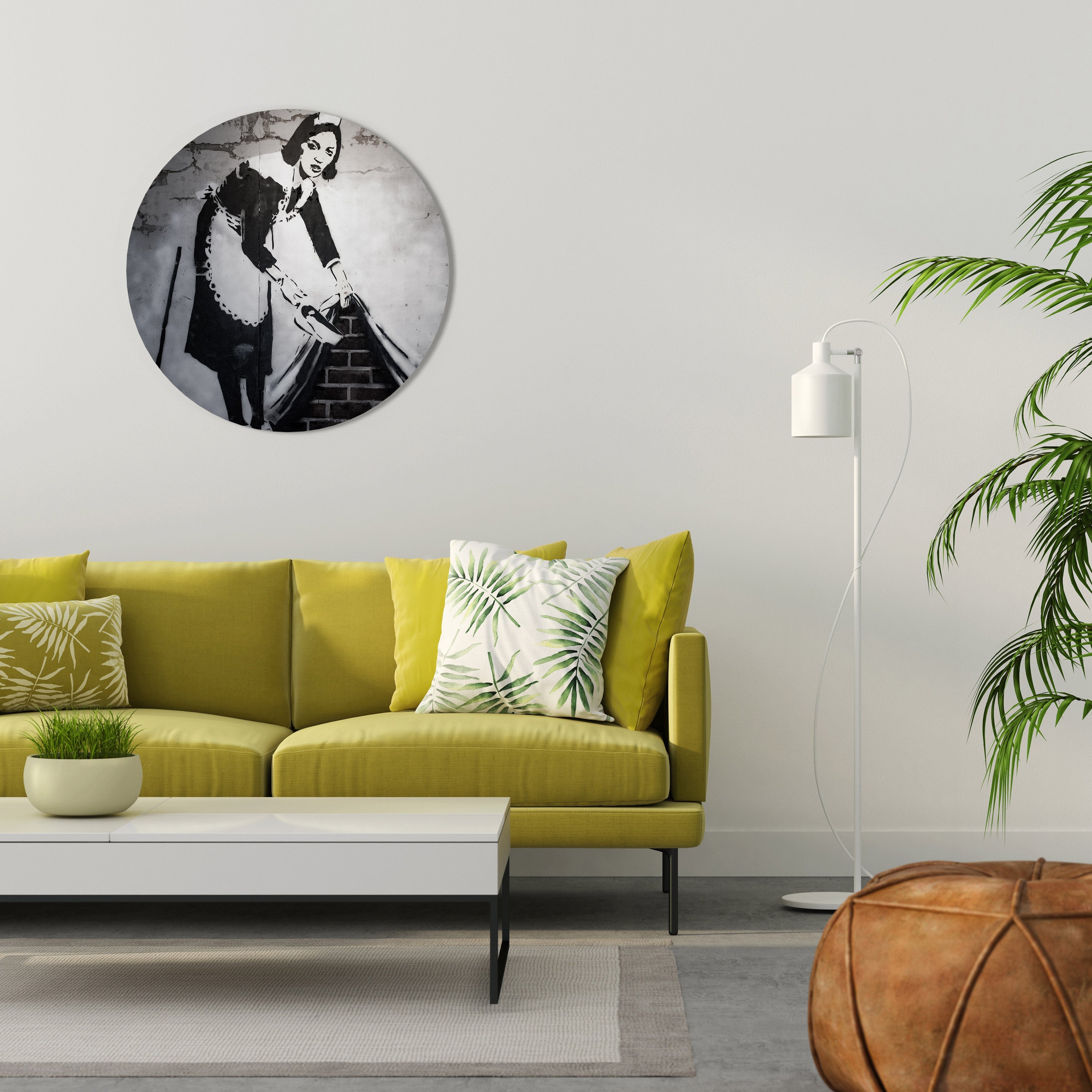 SWEEPING UNDER (BANKSY) Runde Wandkunst