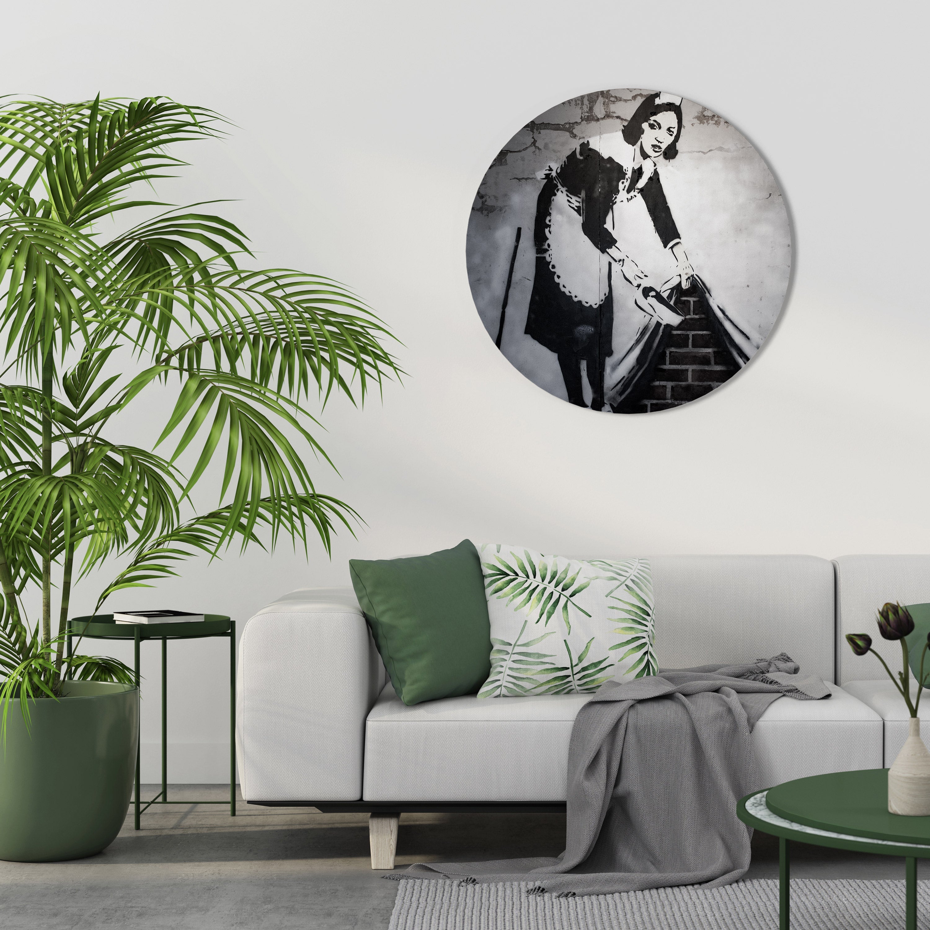 SWEEPING UNDER (BANKSY) Runde Wandkunst