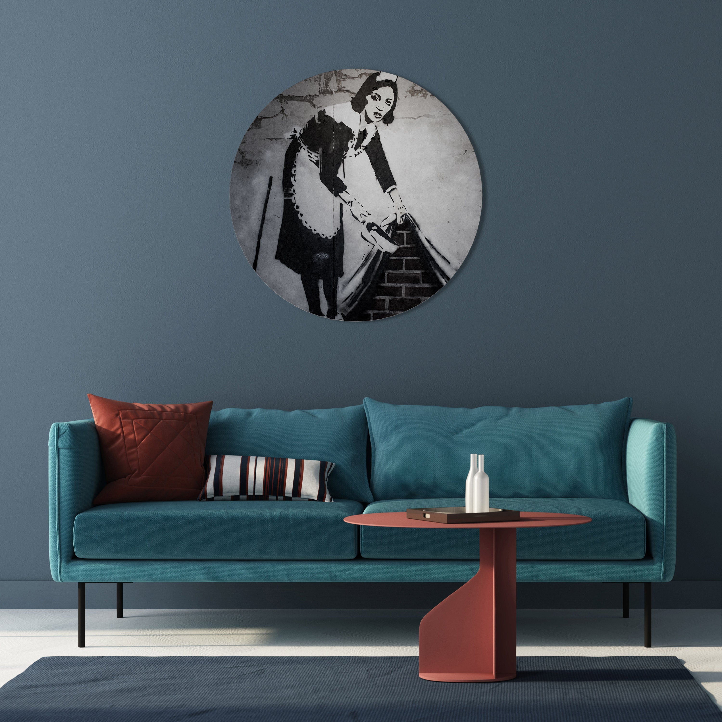 SWEEPING UNDER (BANKSY) Runde Wandkunst
