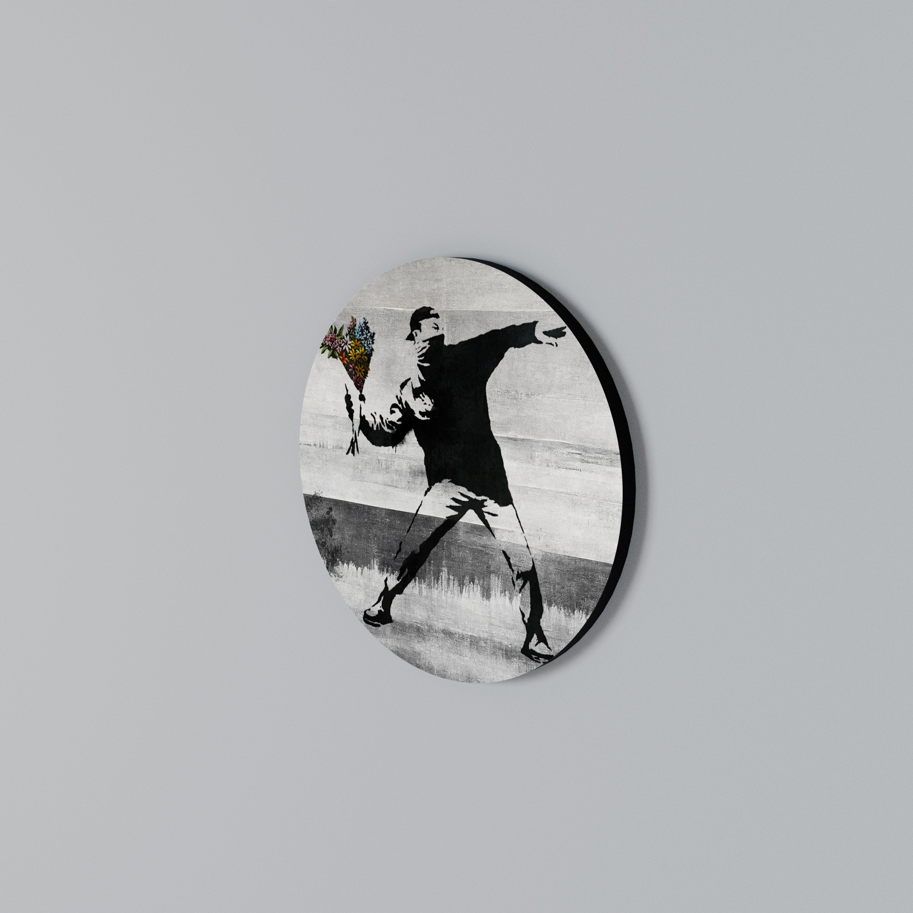 FLOWER BOMBER (BANKSY) Rundes Wandbild