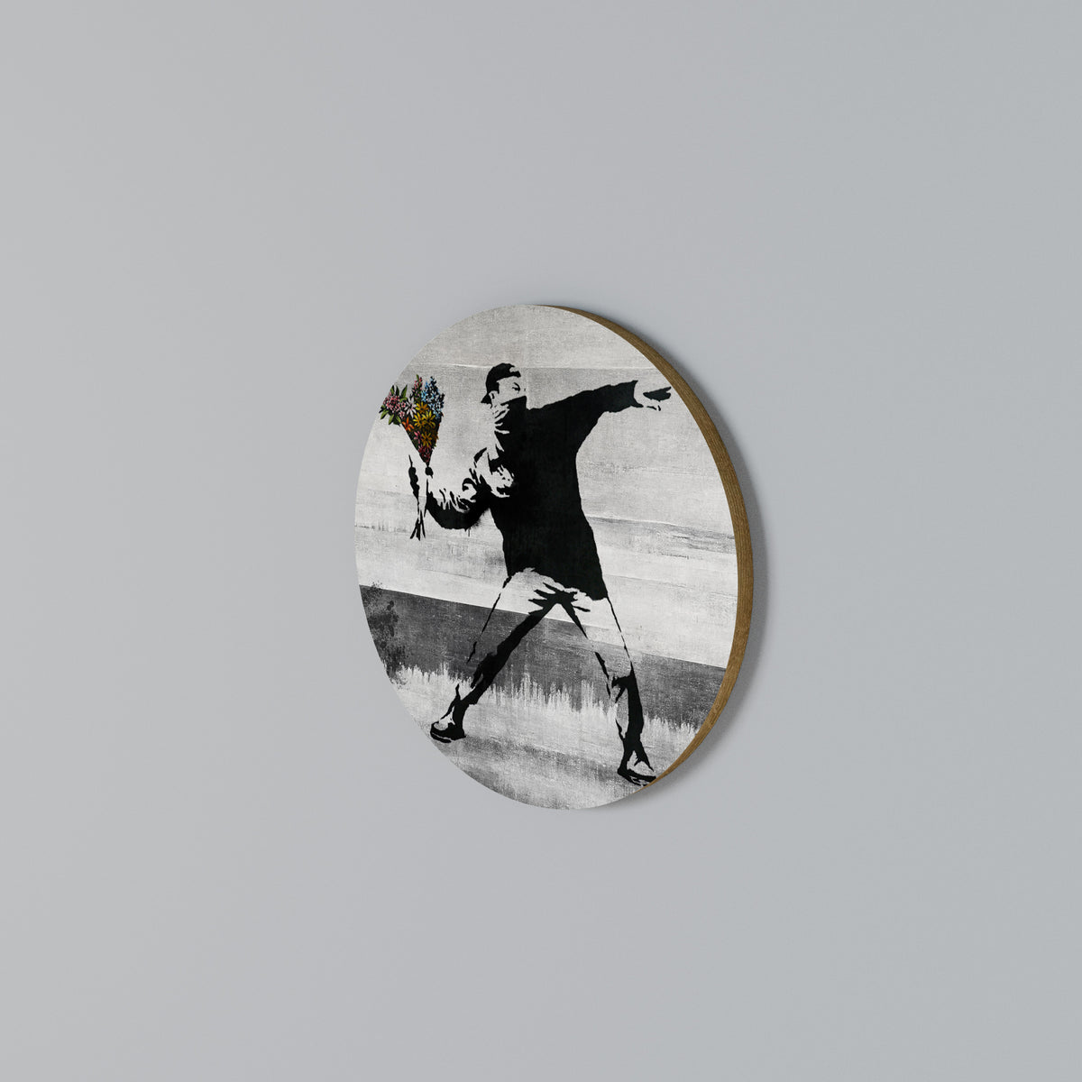 FLOWER BOMBER (BANKSY) Round Wall Art
