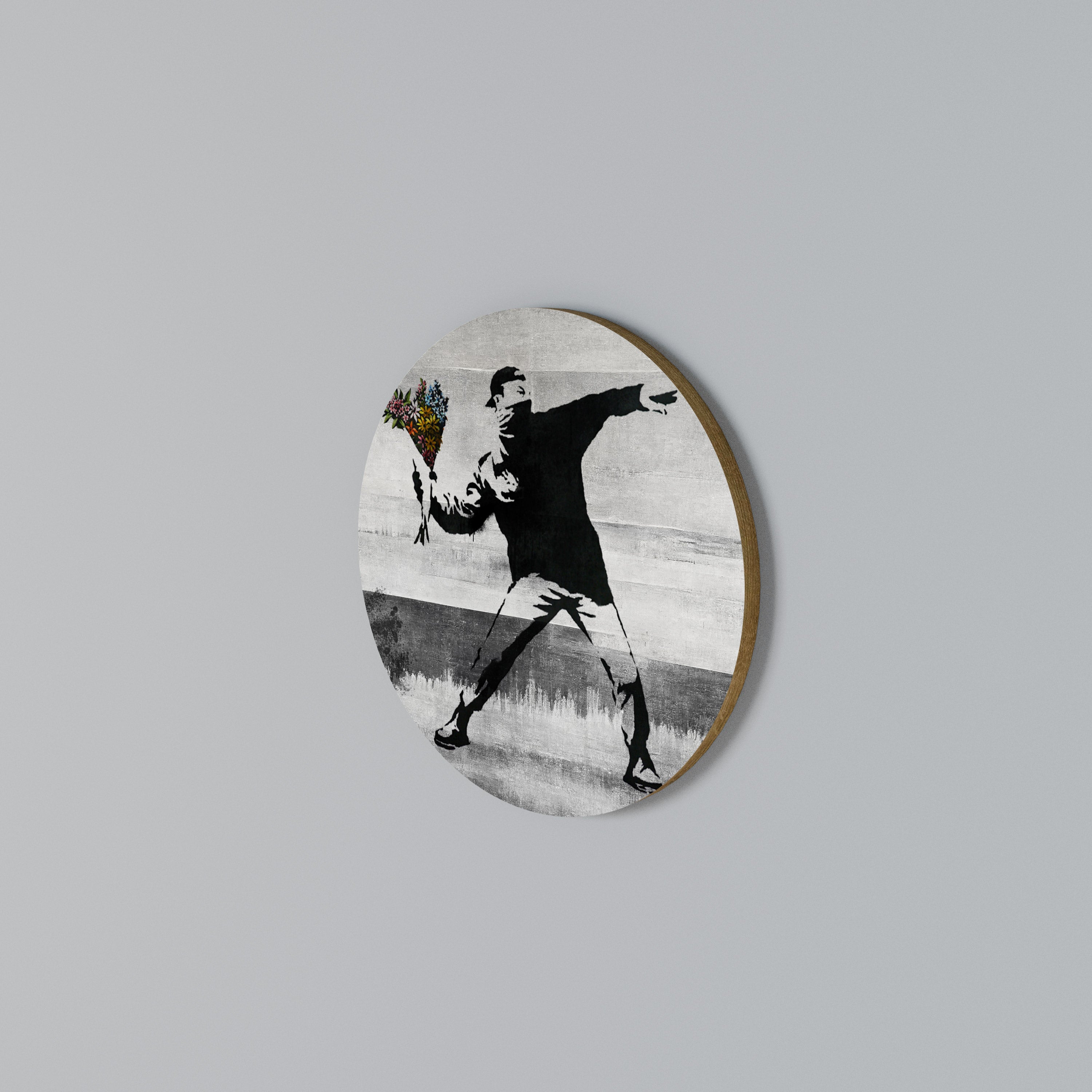 FLOWER BOMBER (BANKSY) Rundes Wandbild