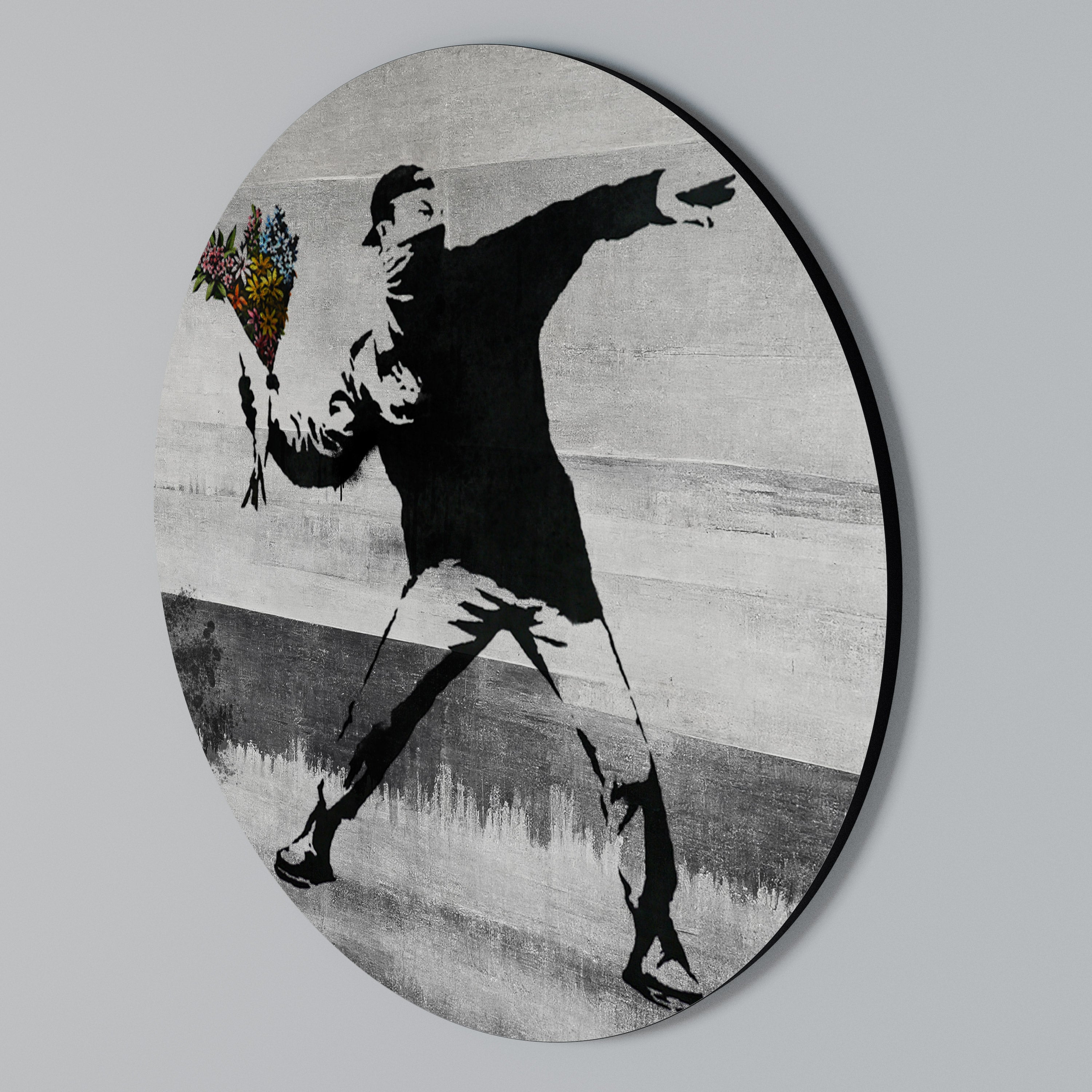 FLOWER BOMBER (BANKSY) Rundes Wandbild