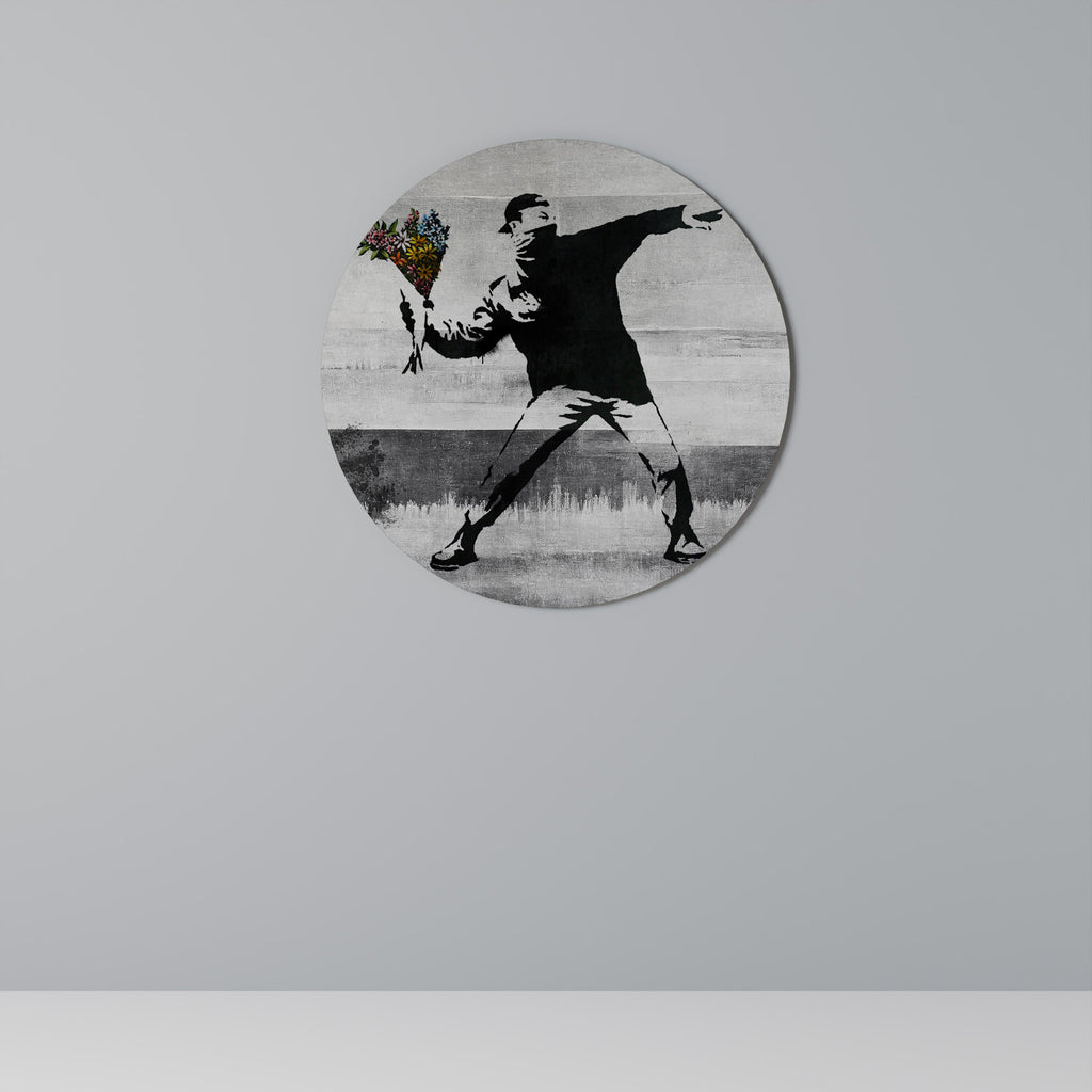 FLOWER BOMBER (BANKSY) Runde Wandkunst