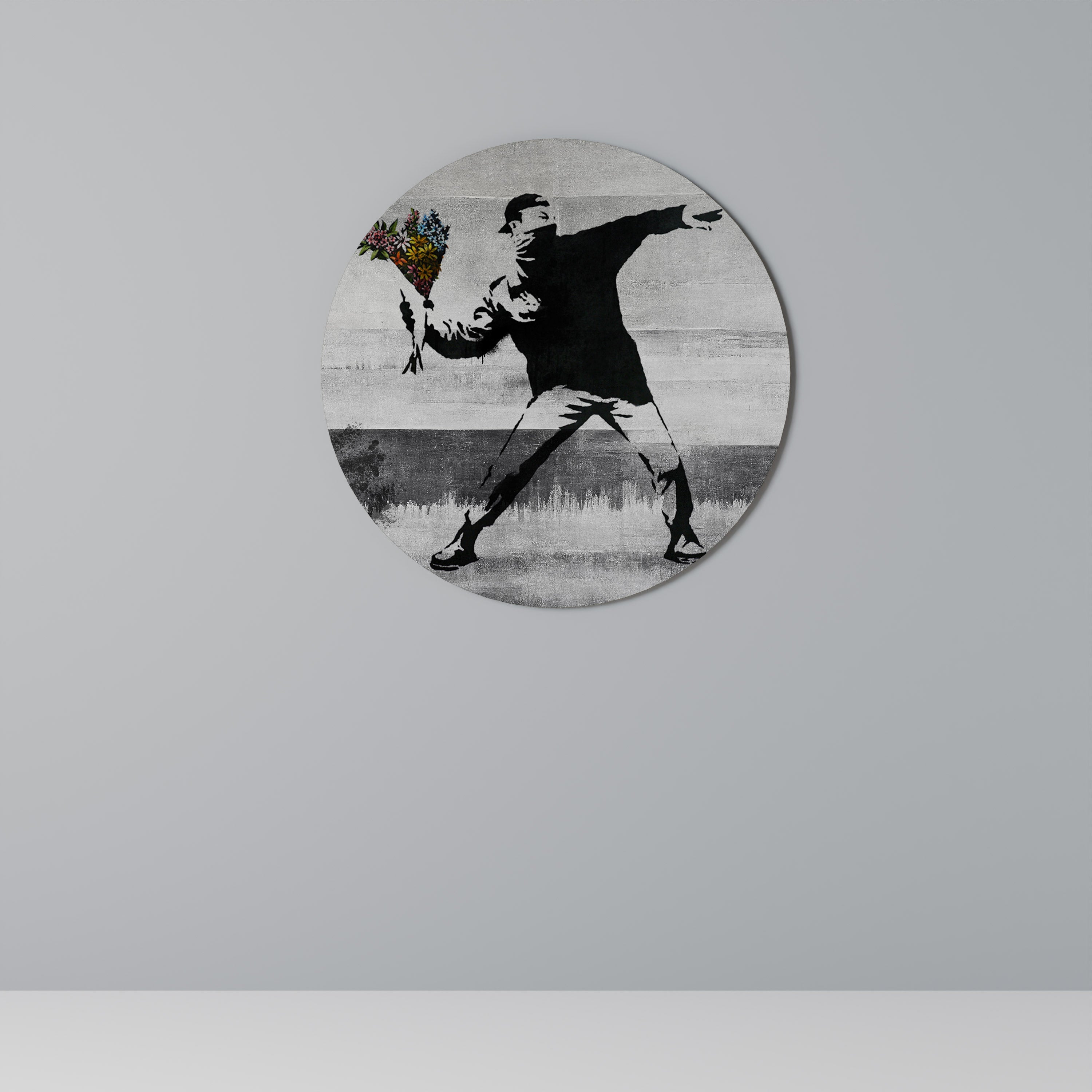 FLOWER BOMBER (BANKSY) Runde Wandkunst