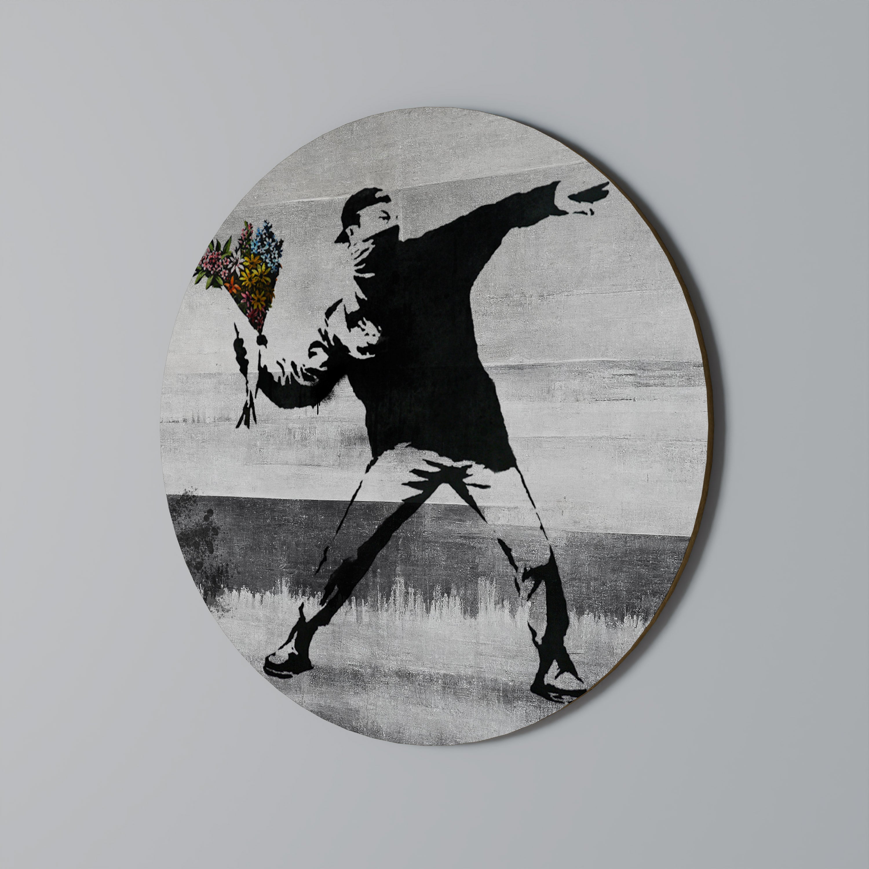 FLOWER BOMBER (BANKSY) Runde Wandkunst