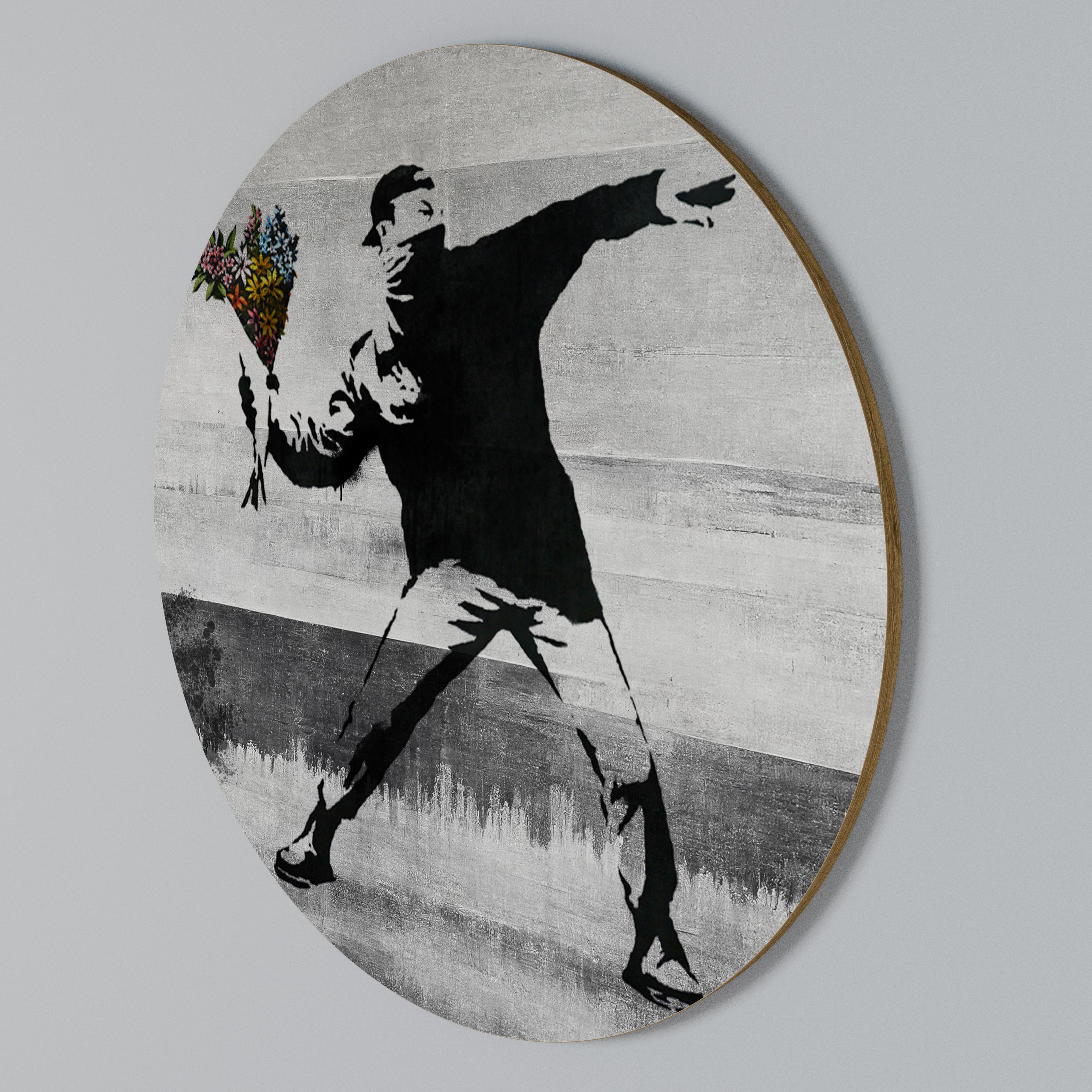 FLOWER BOMBER (BANKSY) Rundes Wandbild