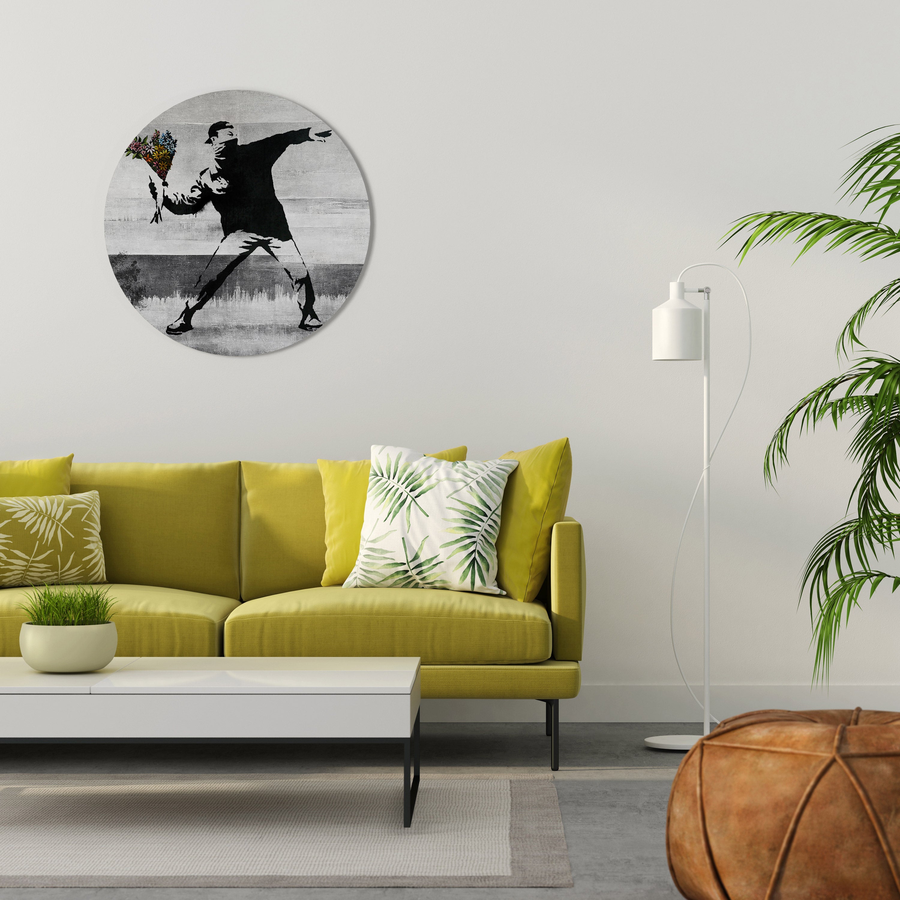 FLOWER BOMBER (BANKSY) Runde Wandkunst
