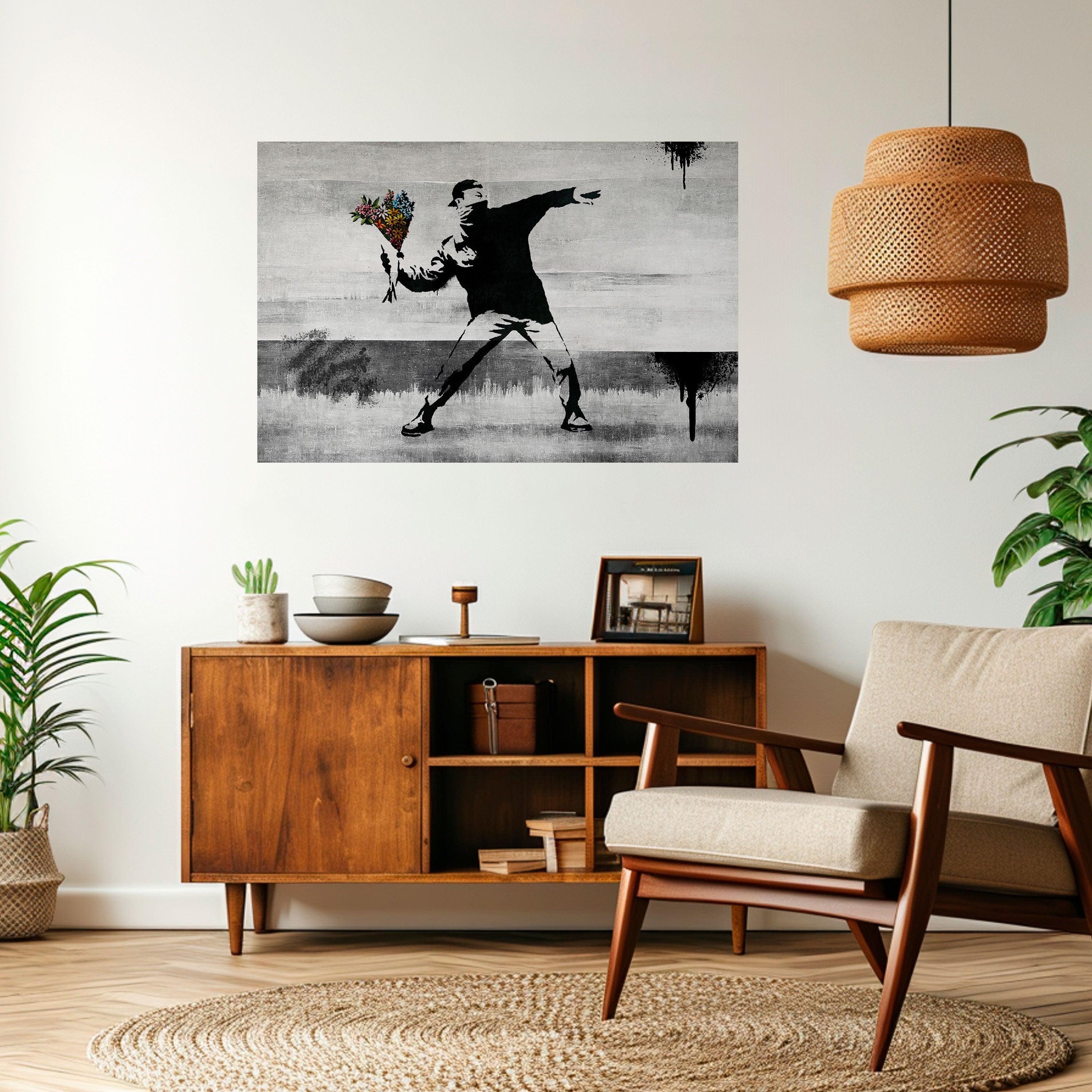 FLOWER BOMBER (BANKSY) Peel and Stick Horizontal Poster