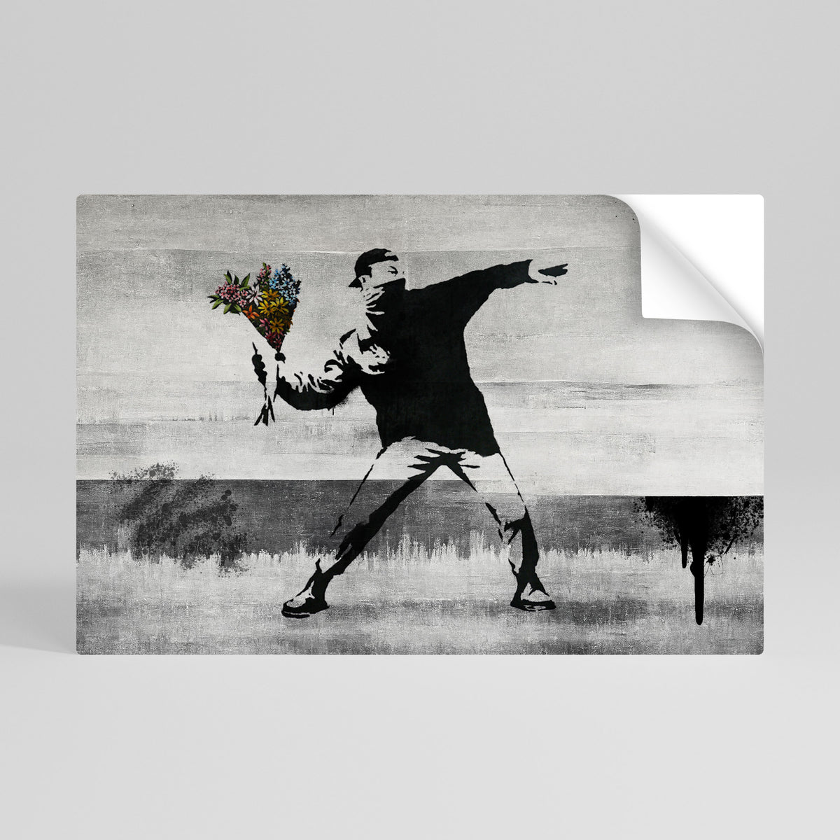 FLOWER BOMBER (BANKSY) Selbstklebendes Horizontal-Poster