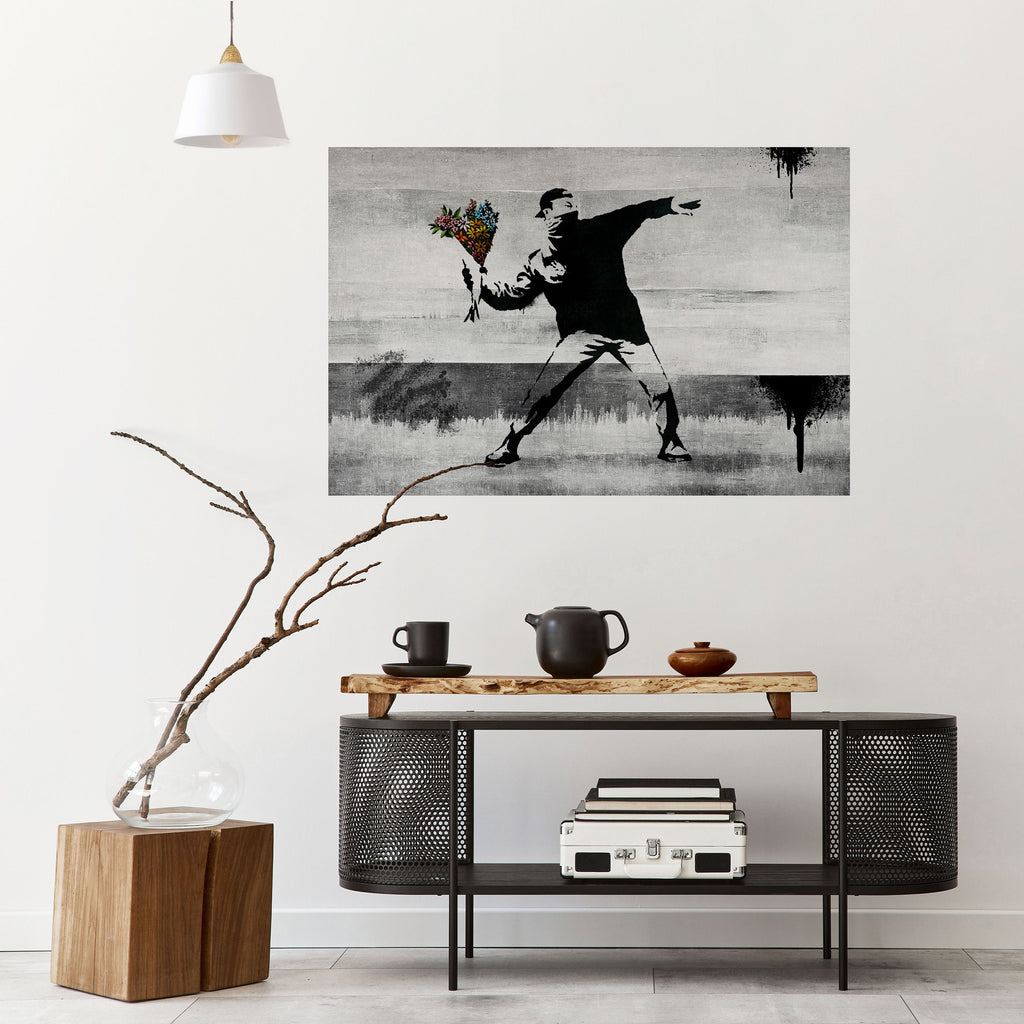 FLOWER BOMBER (BANKSY) Peel and Stick Horizontal Poster