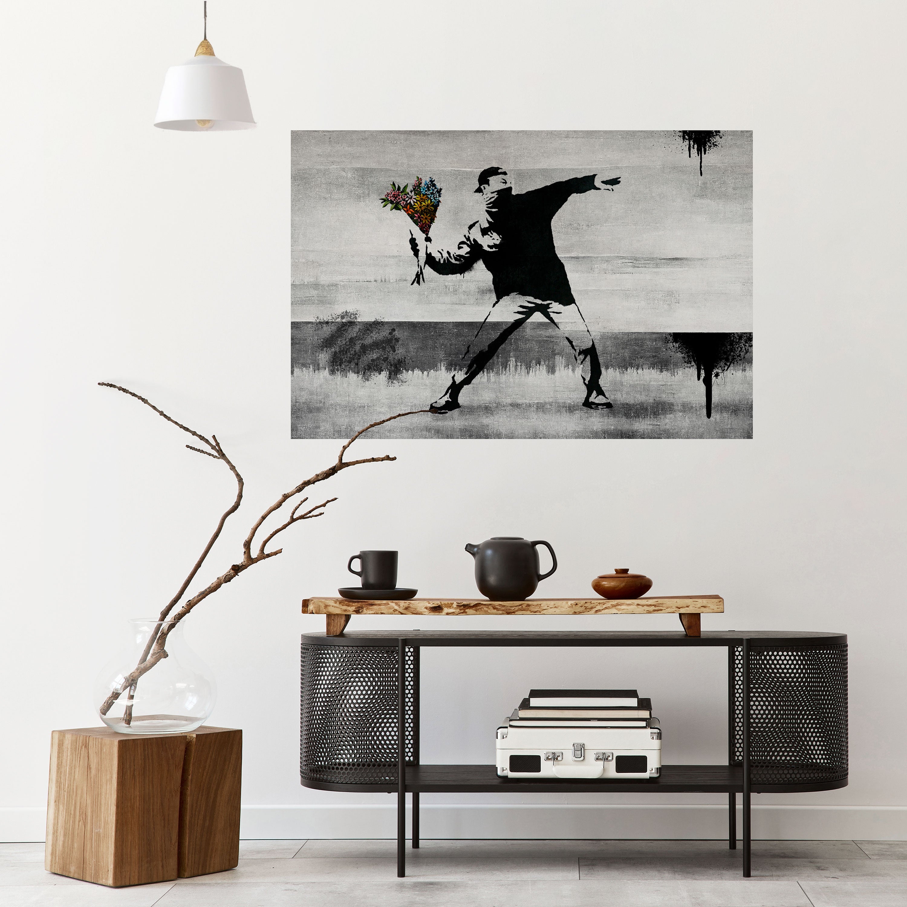 FLOWER BOMBER (BANKSY) Peel and Stick Horizontal Poster