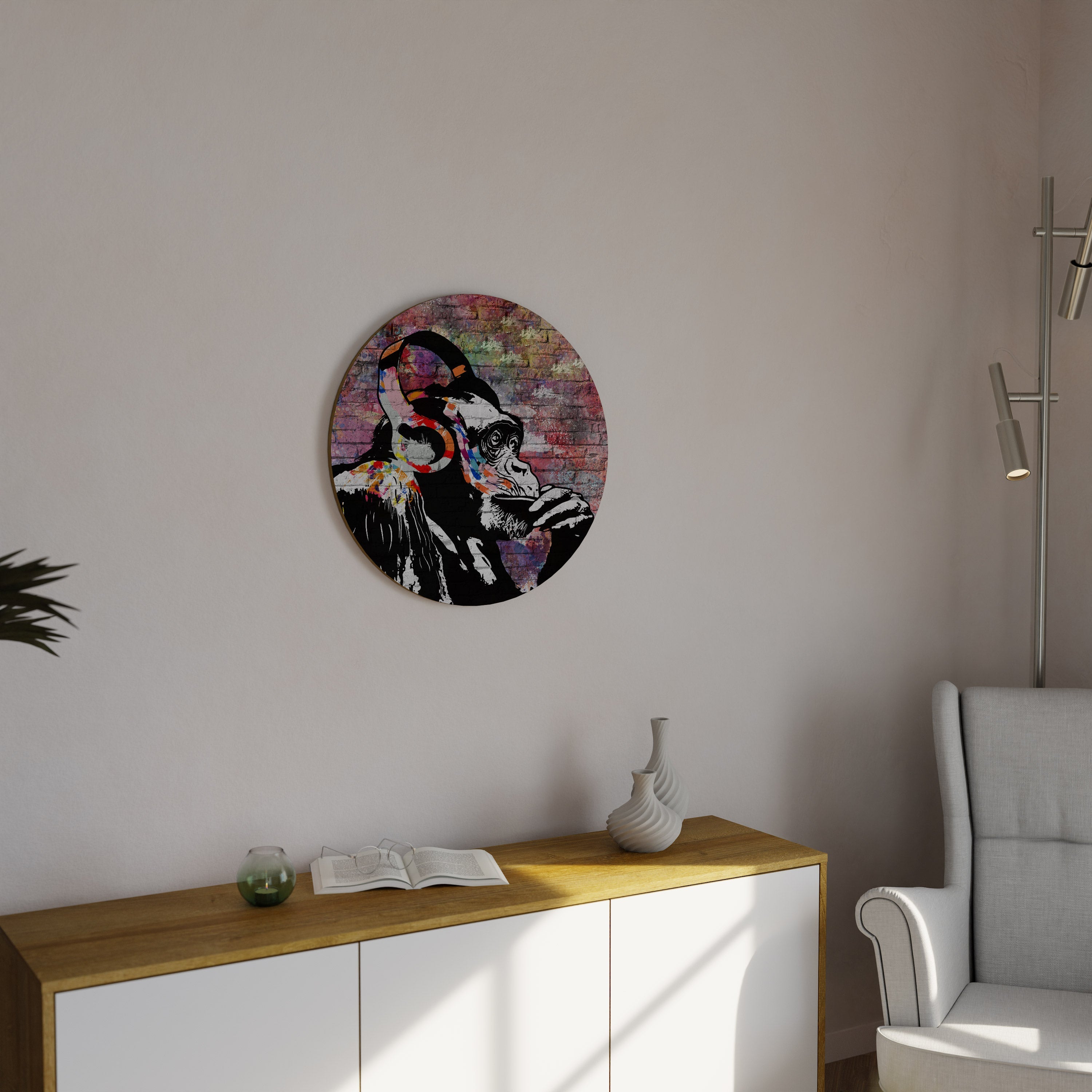 APISH LISTENER Round Wall Art