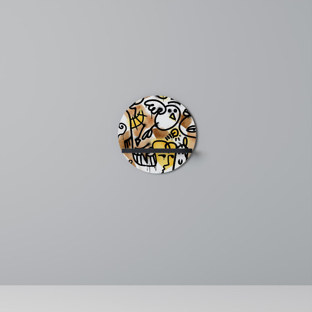 URBAN CANVAS Round Art Shelf In Black Finish