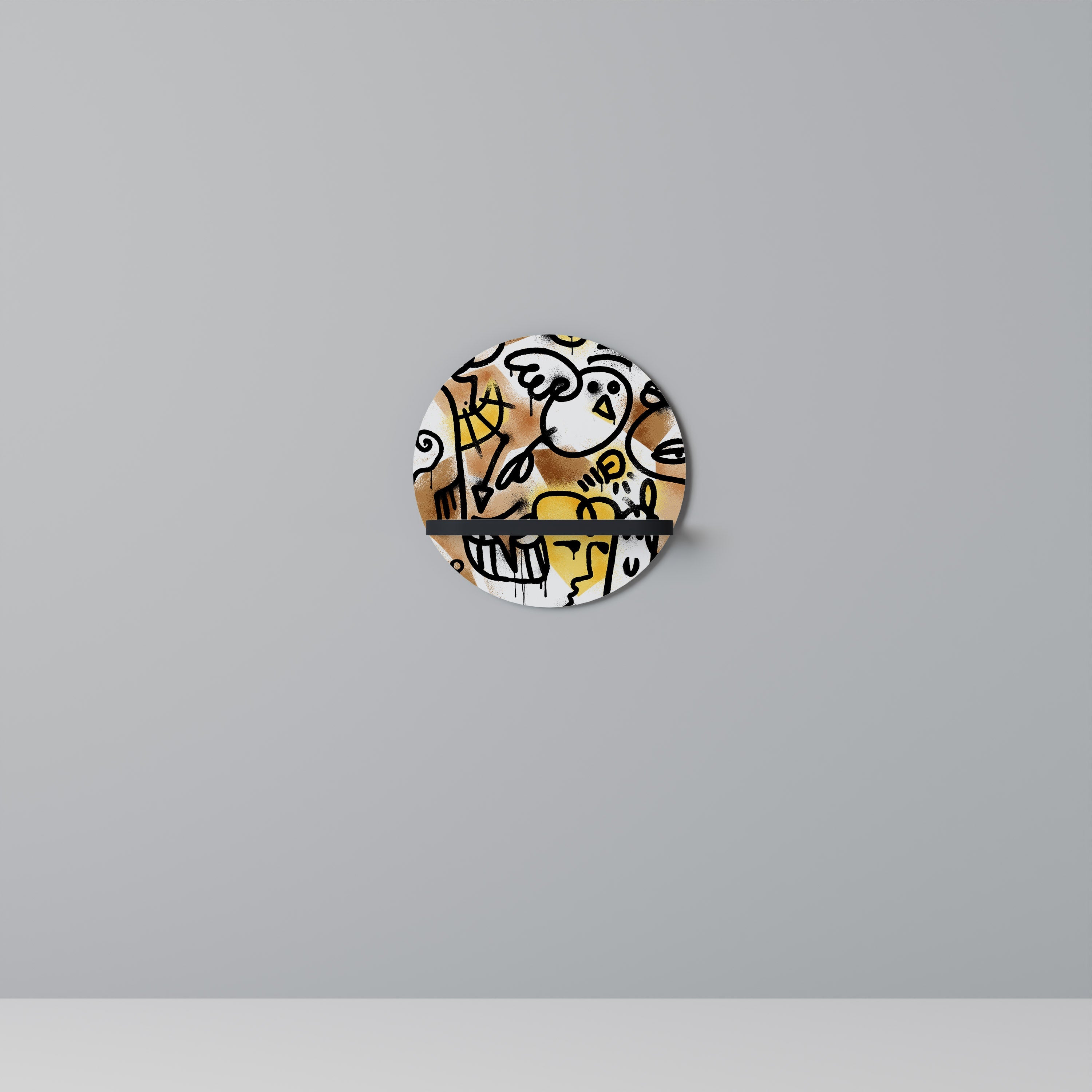 URBAN CANVAS Rundes Kunstregal in Schwarz