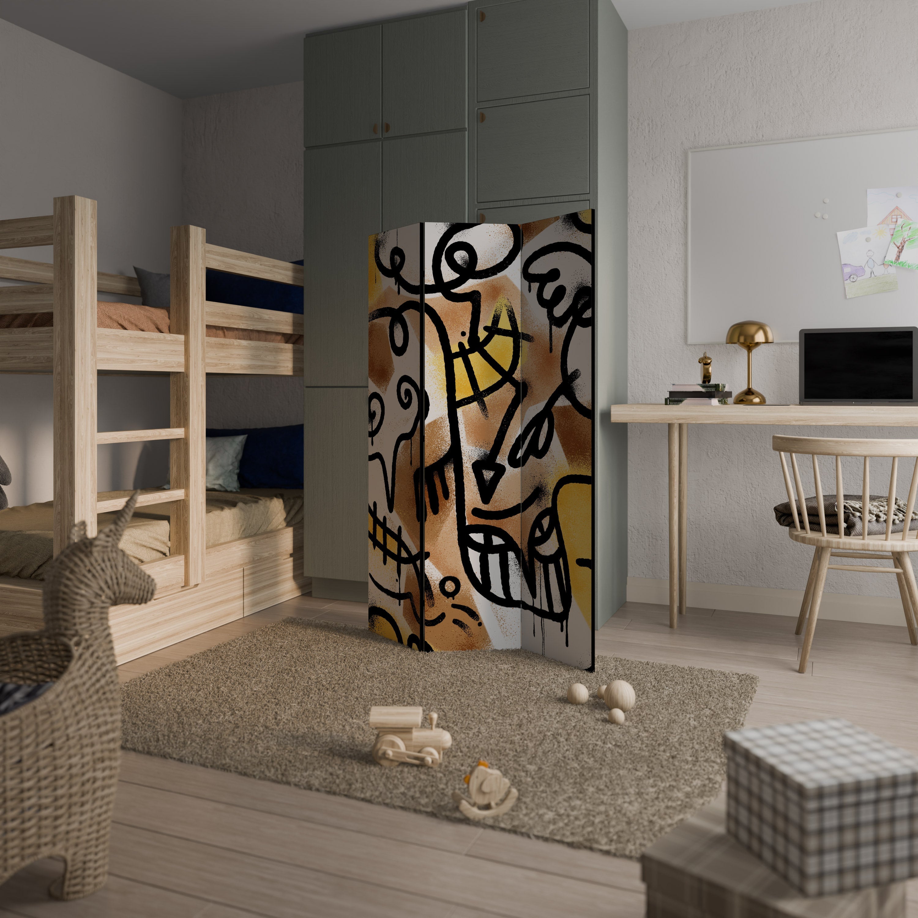 URBAN CANVAS Dekorativer 3-teiliger Raumteiler