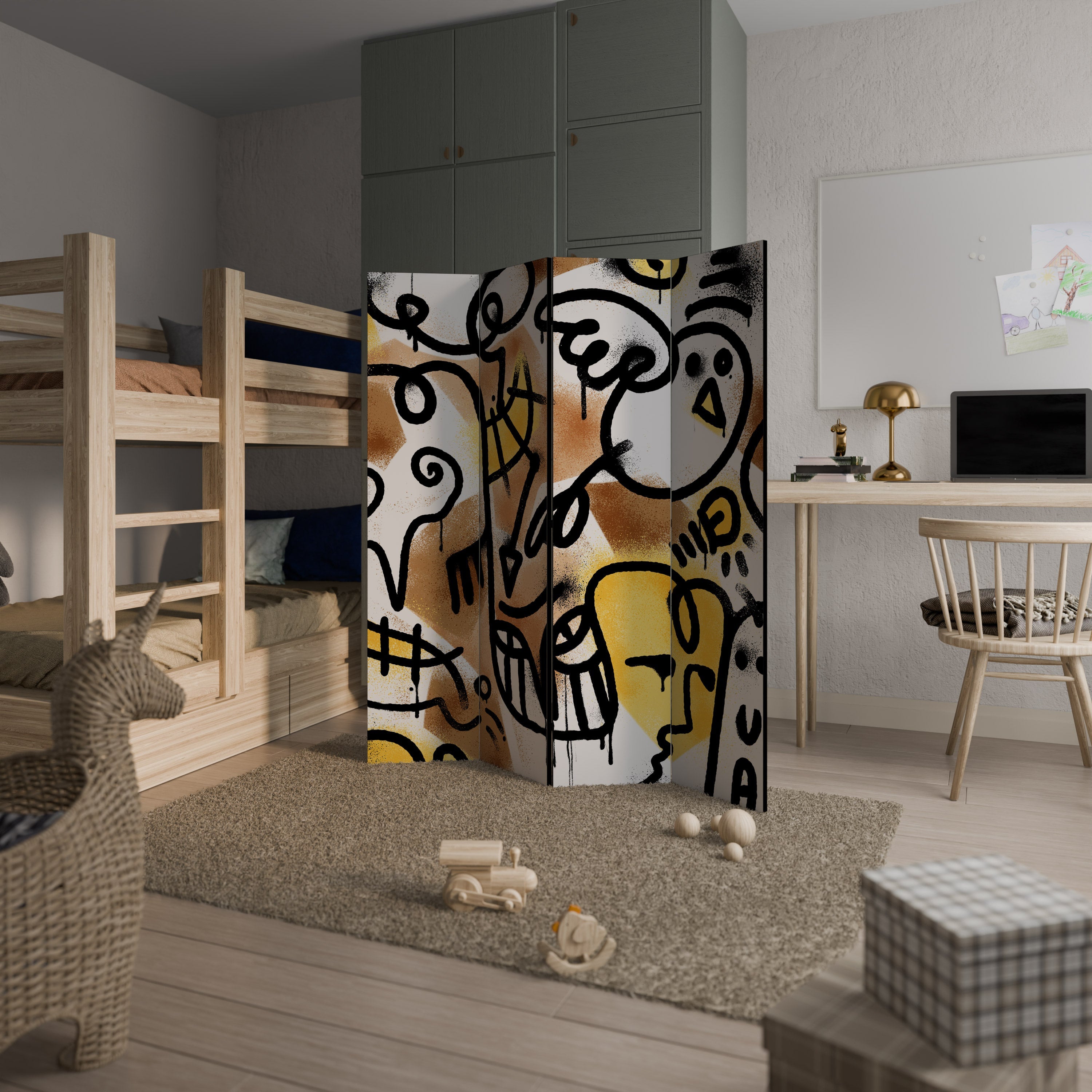 URBAN CANVAS Dekorativer 4-teiliger Raumteiler