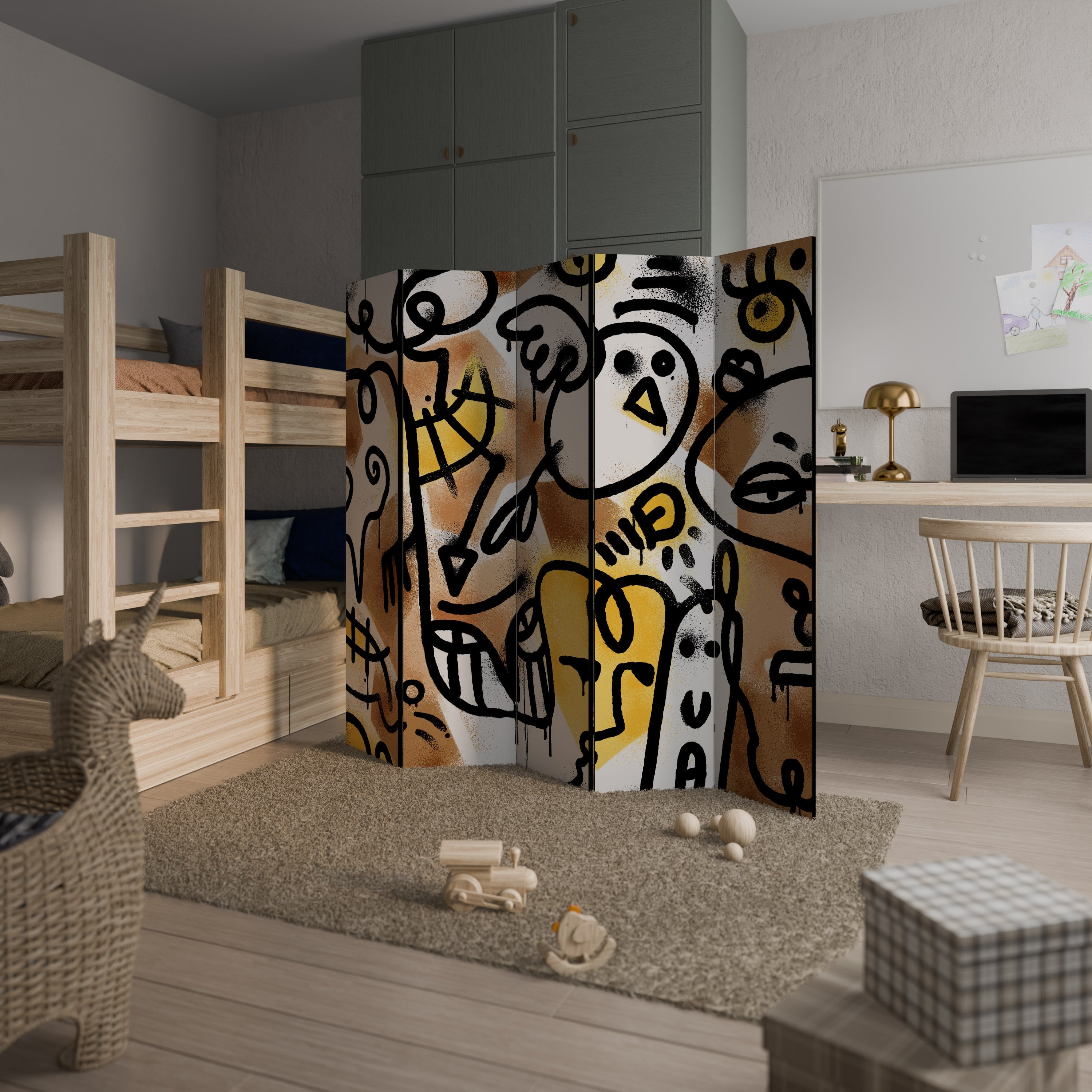 URBAN CANVAS Dekorativer 5-teiliger Raumteiler