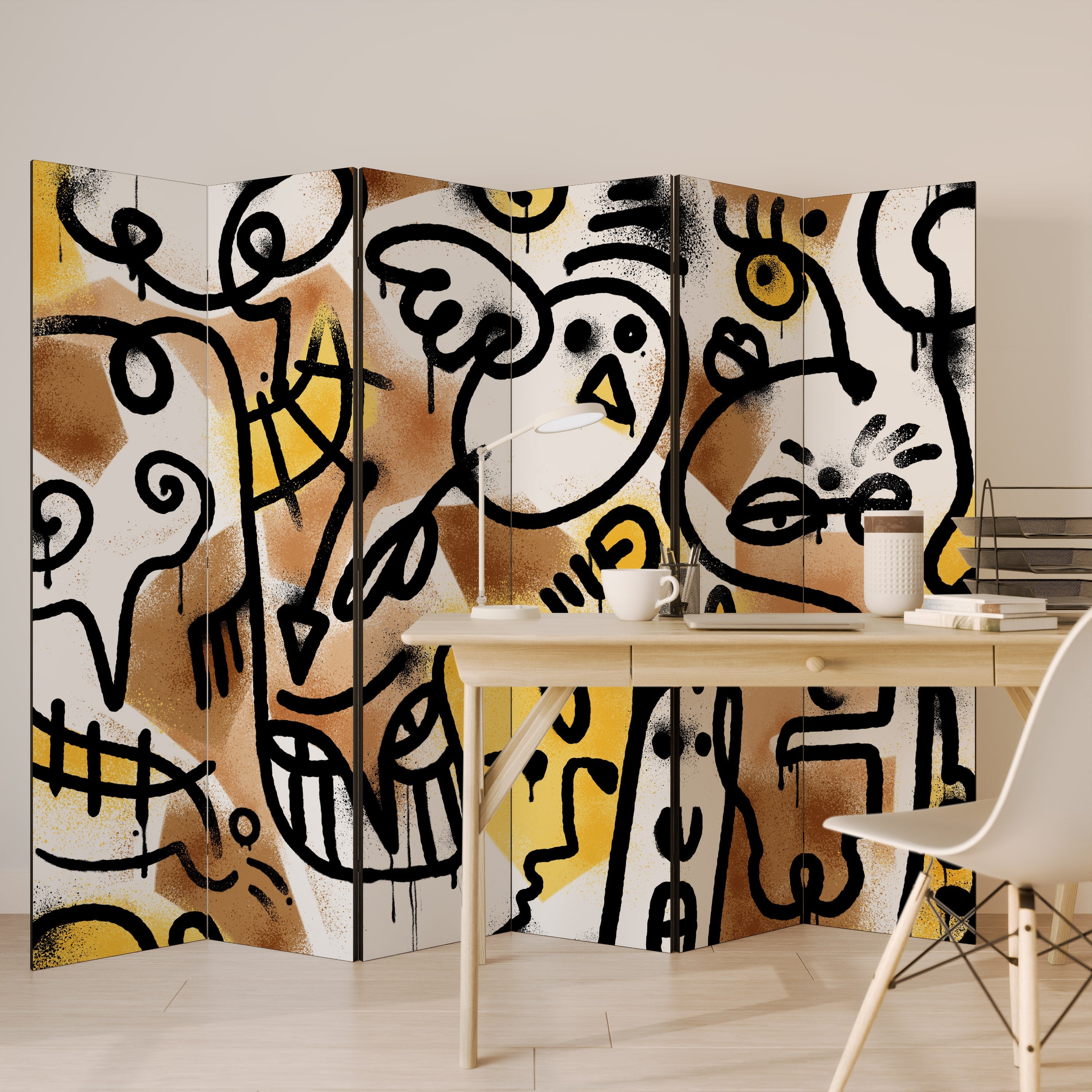 URBAN CANVAS Dekorativer 6-teiliger Raumteiler