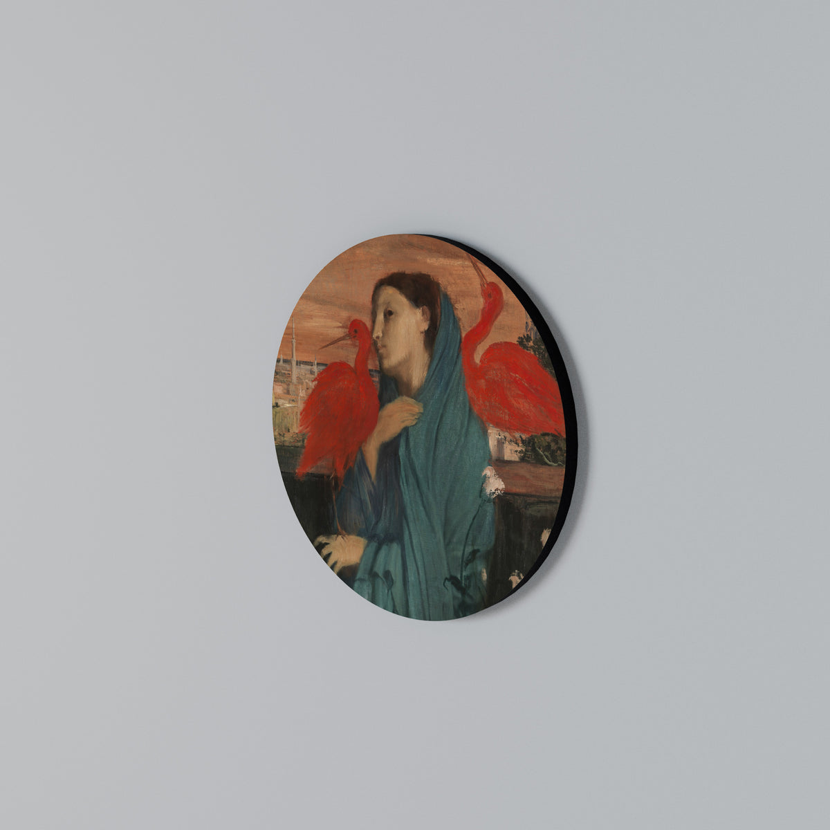 YOUNG WOMAN WITH IBIS Round Wall Art