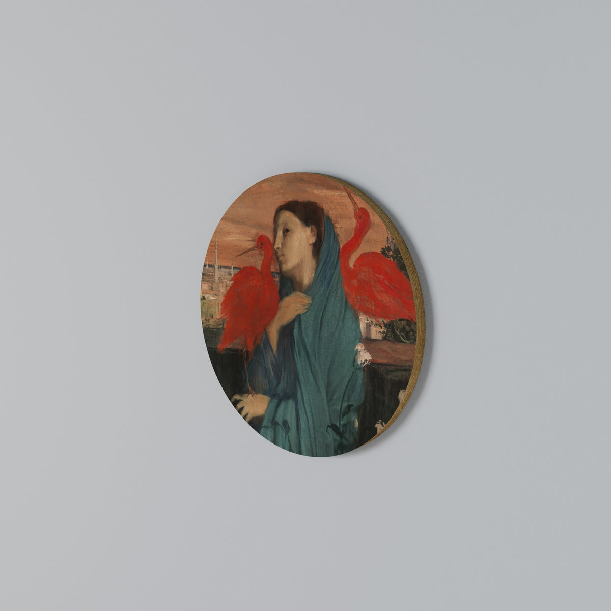 YOUNG WOMAN WITH IBIS Round Wall Art