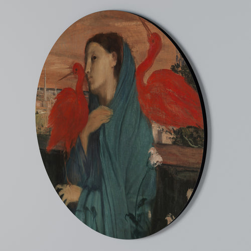 YOUNG WOMAN WITH IBIS Rundes Wandbild