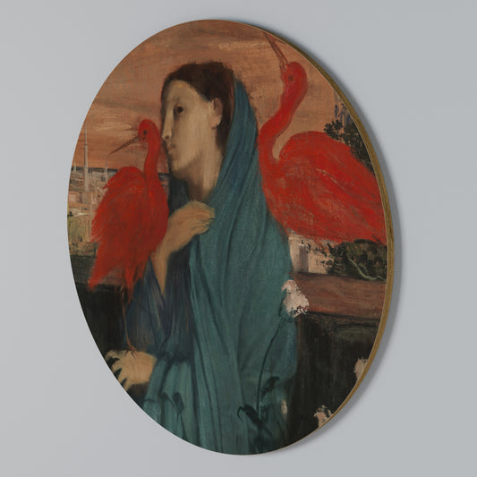 YOUNG WOMAN WITH IBIS Rundes Wandbild