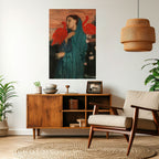 YOUNG WOMAN WITH IBIS Selbstklebendes Poster - Hochformat