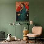 YOUNG WOMAN WITH IBIS Selbstklebendes Poster - Hochformat