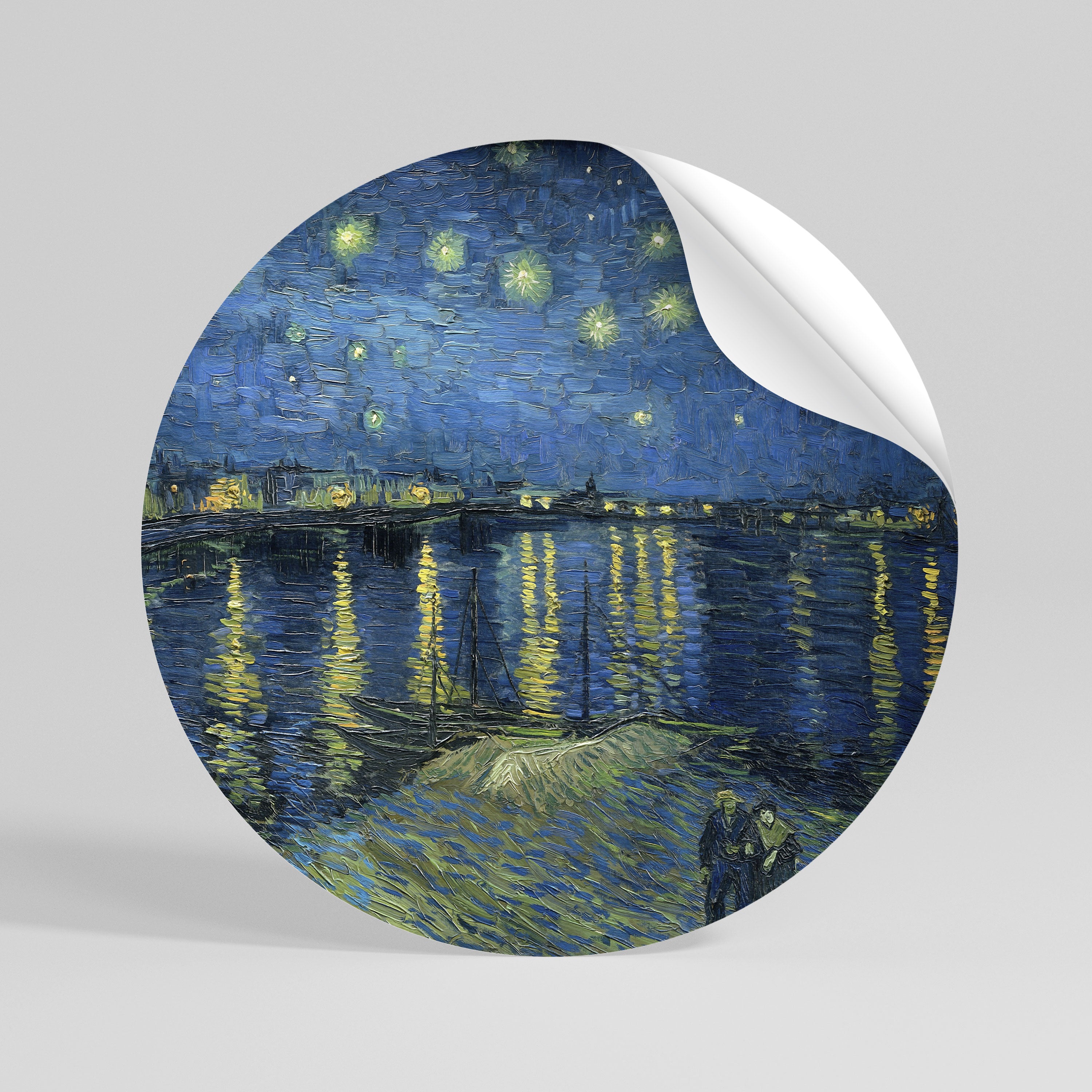 STARRY NIGHT OVER THE RHONE Peel and Stick Round Sticker