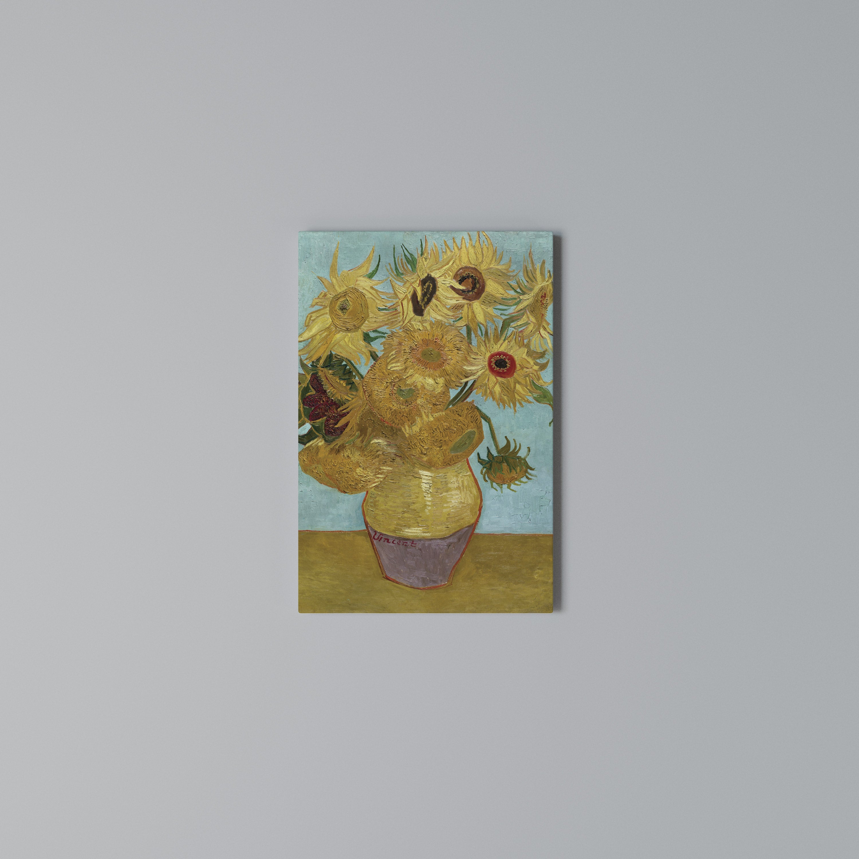 VASE WITH TWELVE SUNFLOWERS Vertical Canvas Print