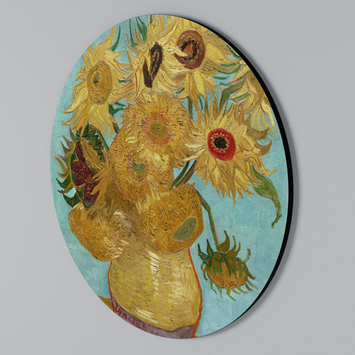 VASE WITH TWELVE SUNFLOWERS Rundes Wandbild
