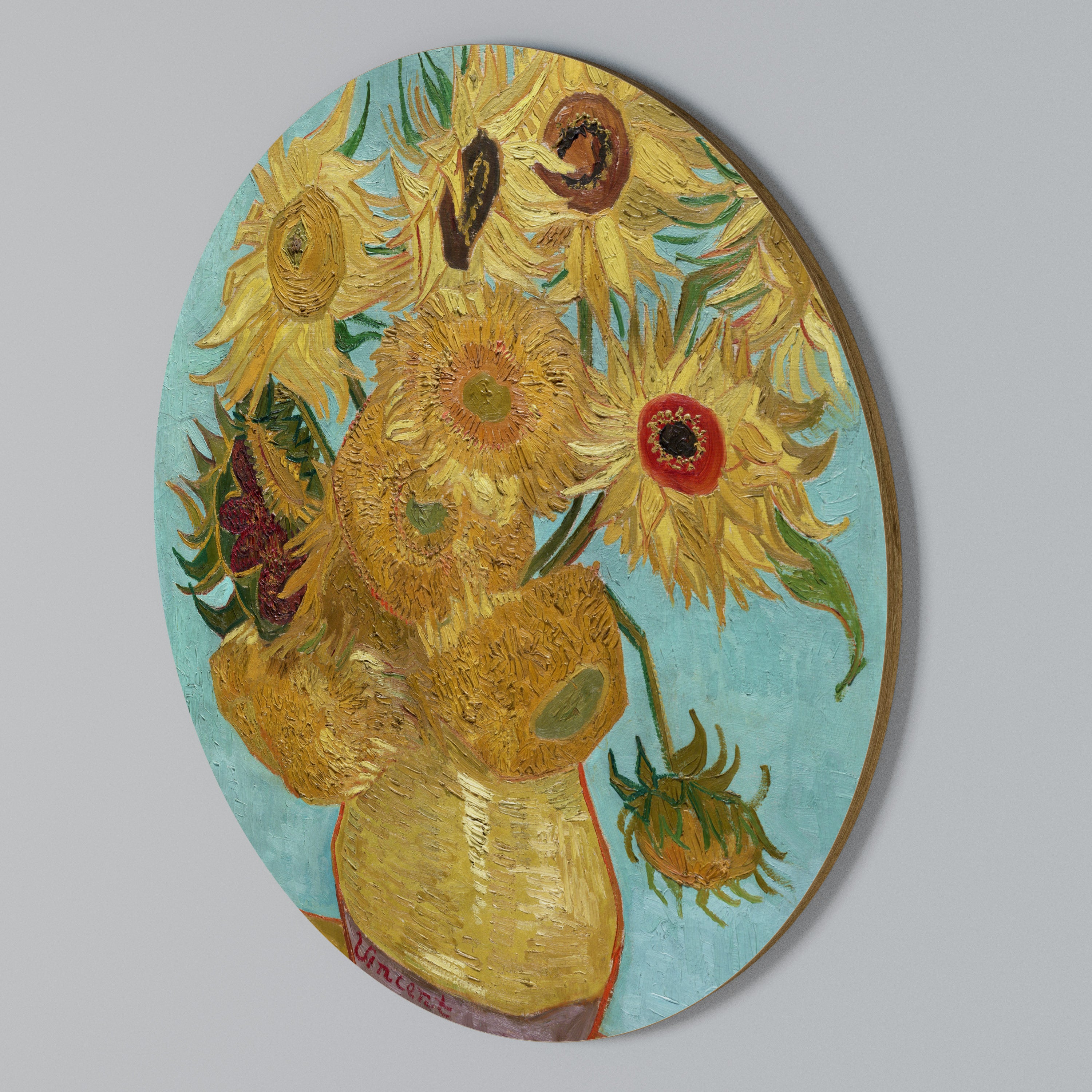 VASE WITH TWELVE SUNFLOWERS Rundes Wandbild