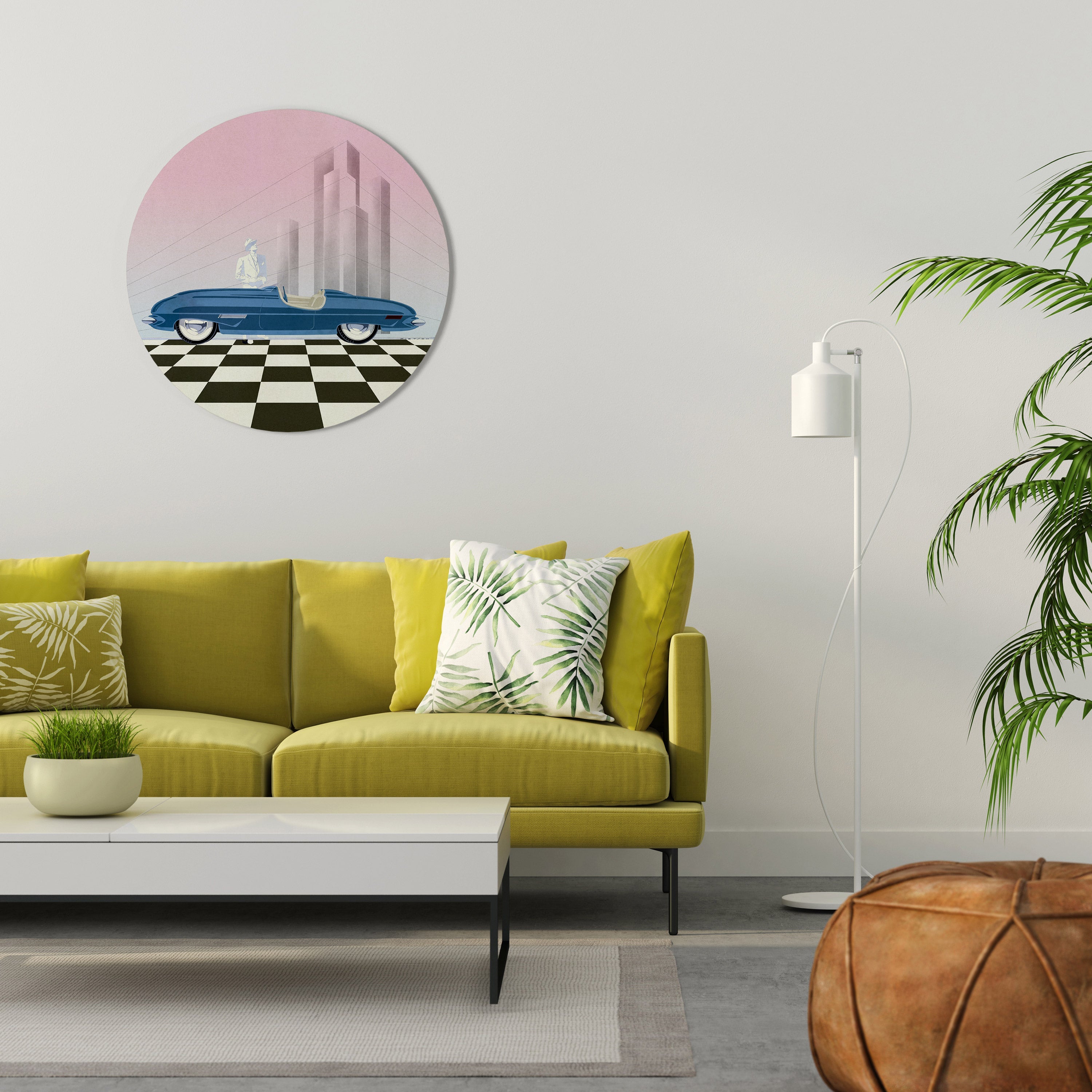 BLUE ROADSTER Runde Wandkunst