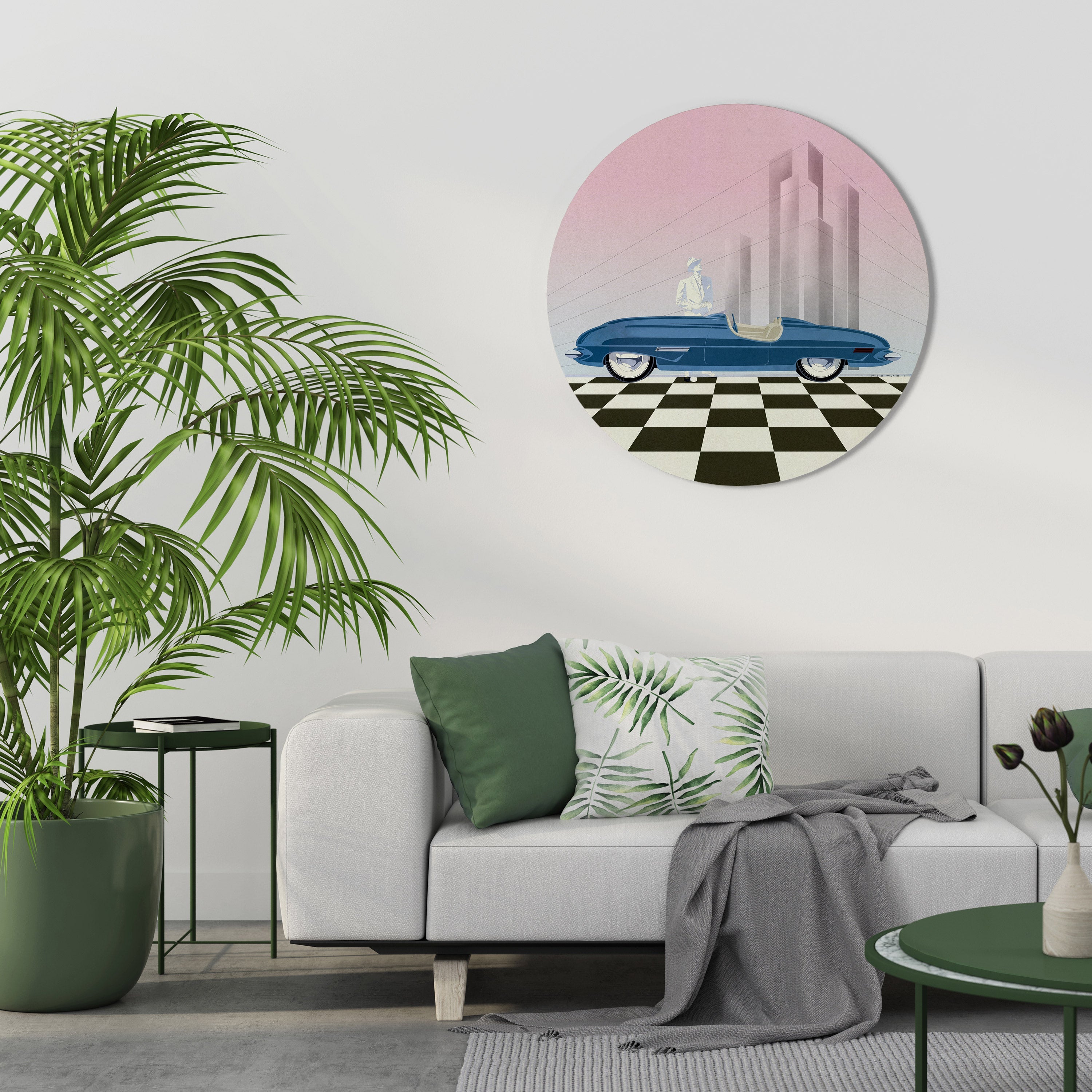 BLUE ROADSTER Runde Wandkunst